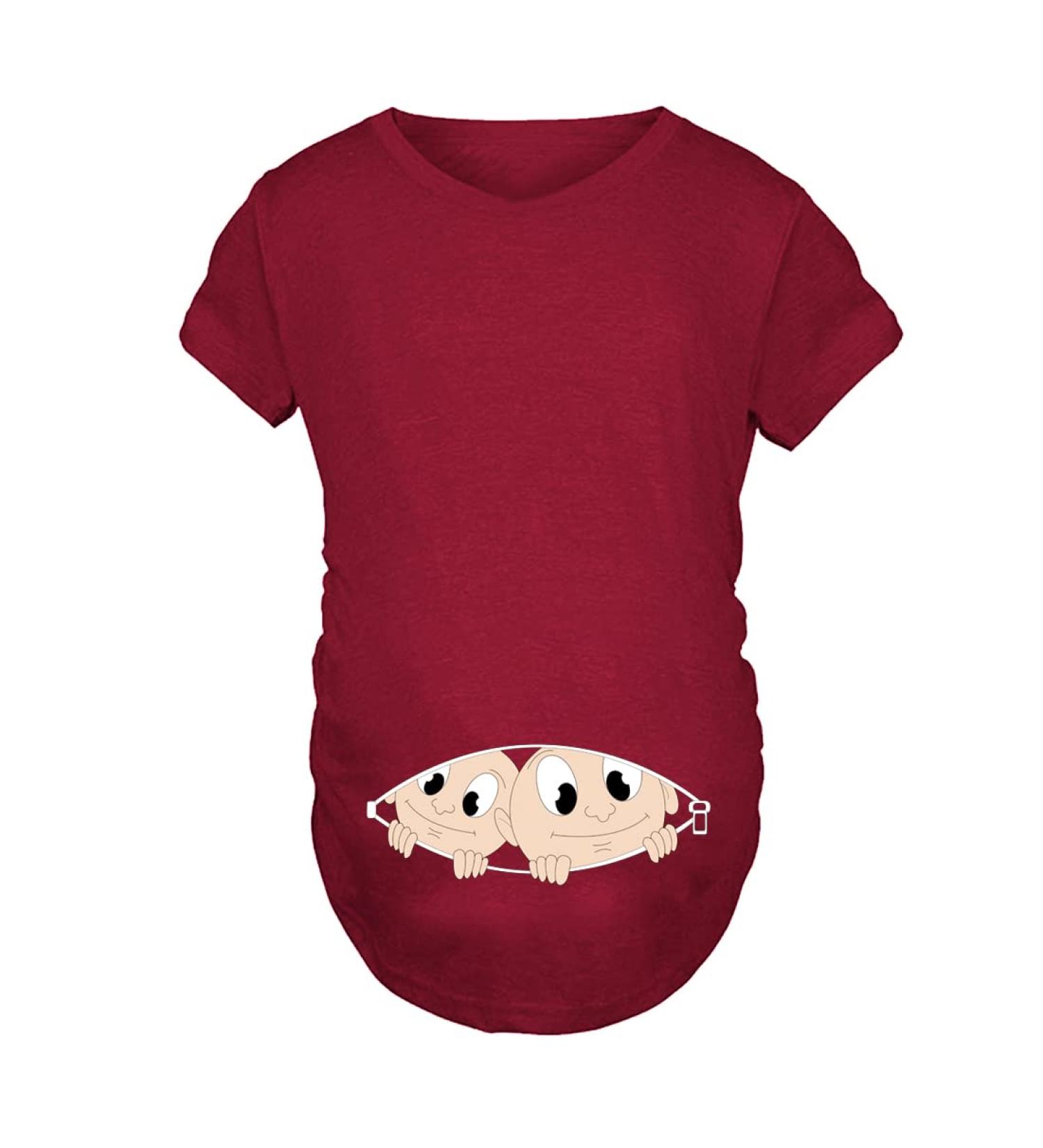 Maternity Funny Pregnancy Tee - Twin Wine Red XXL - Buy Online on GoSupps.com