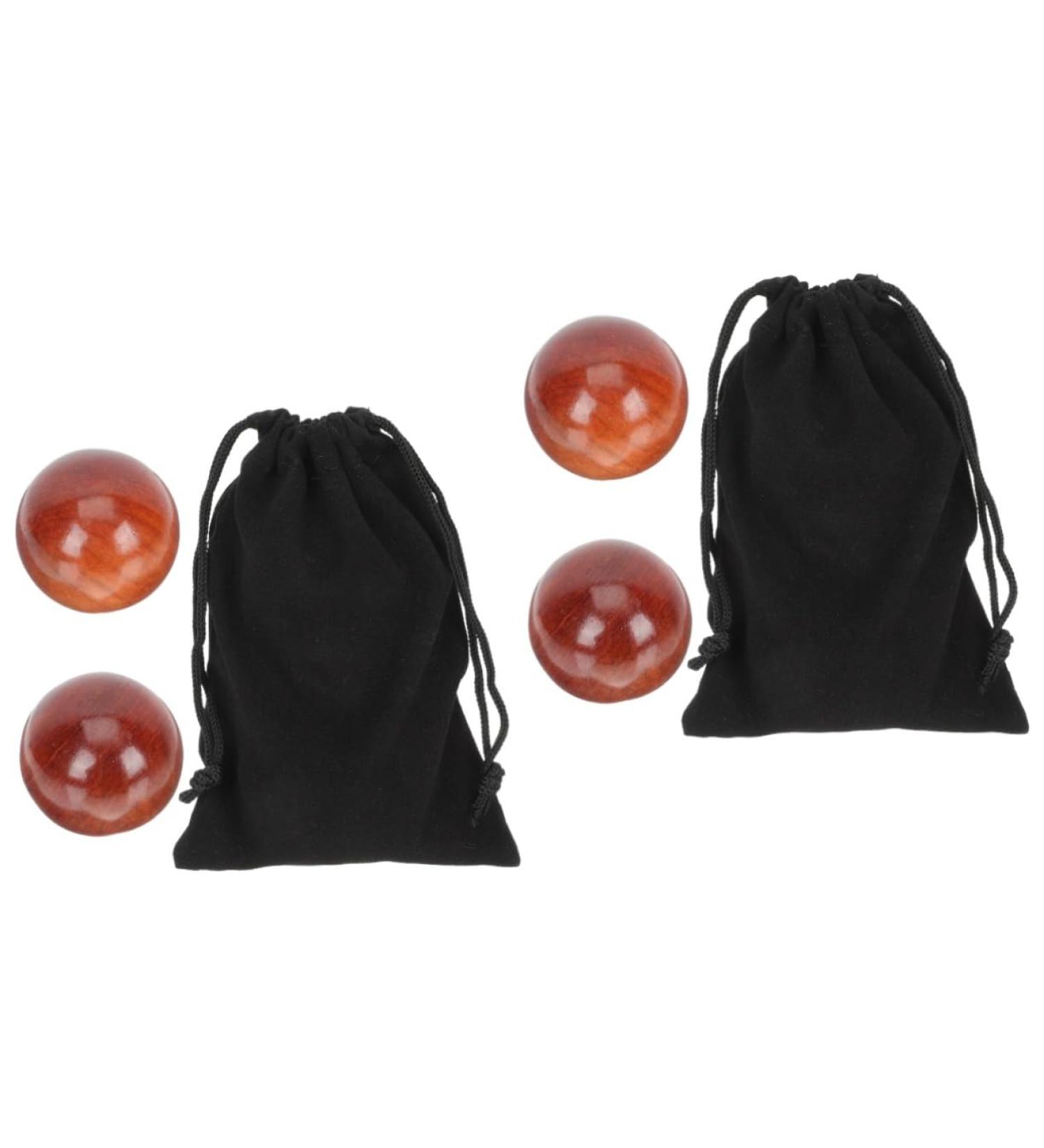 Fomiyes 4-Piece Wooden Health Balls - Muscle Massage & Fitness Training - Solid Wood Handball & Stress Relief - Buy Online on GoSupps.com
