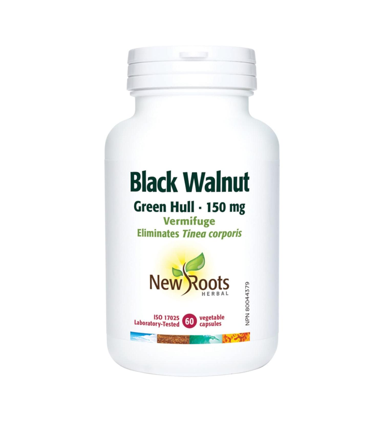 New Roots Herbal - Black Walnut Green Hull 150mg 60 Capsules - Black Walnut Hulls - Black Walnut Capsules - Intestinal Worms and Eliminate Ringworm 60 count (Pack of 1) Green Hull - 150 mg - Buy Online on GoSupps.com