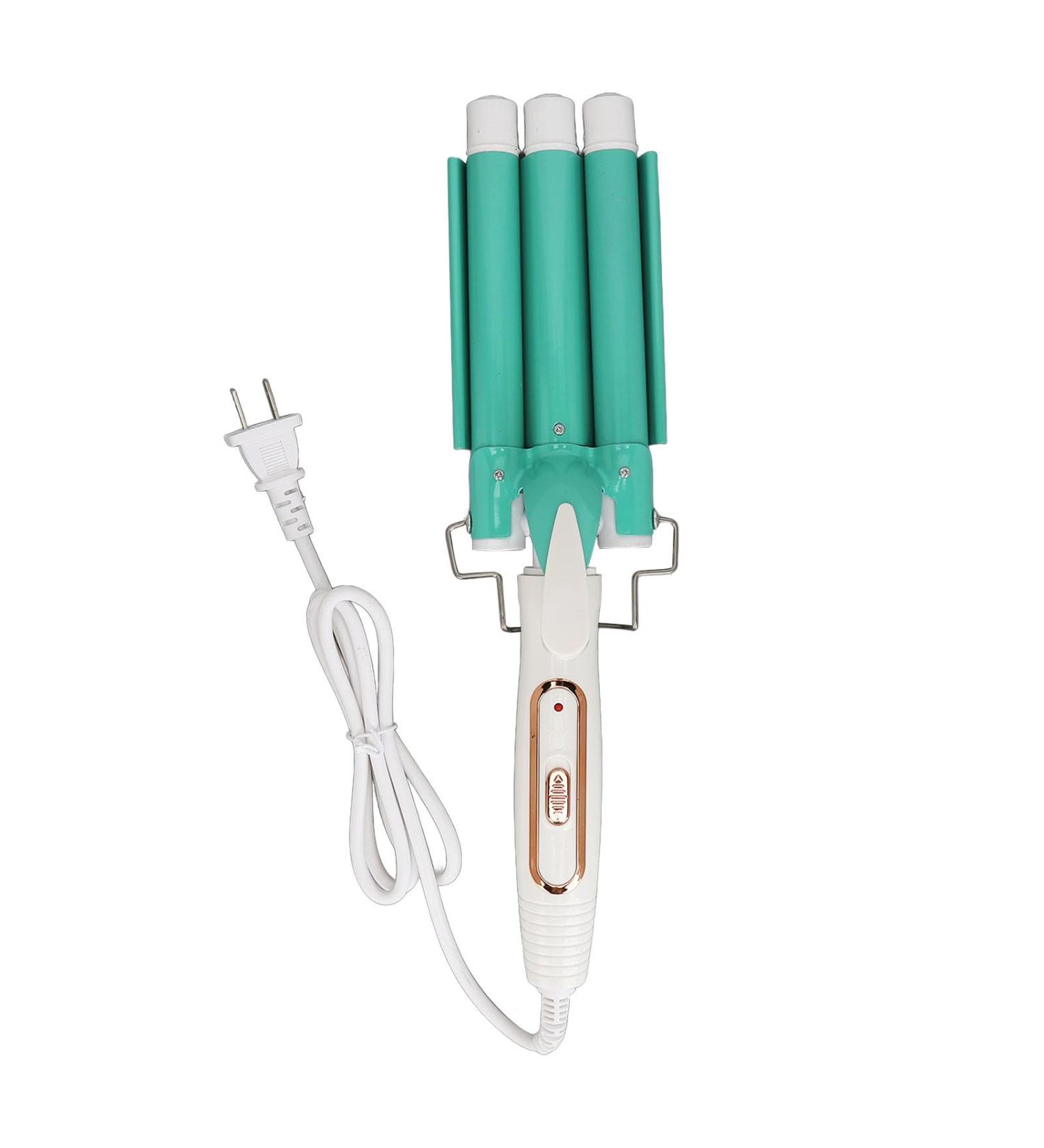 Buy Triple Barrel Ceramics Hair Iron Crimper - Green S | 100-240V (US Plug) | Perfect for Home Hair Salon - Buy Online on GoSupps.com