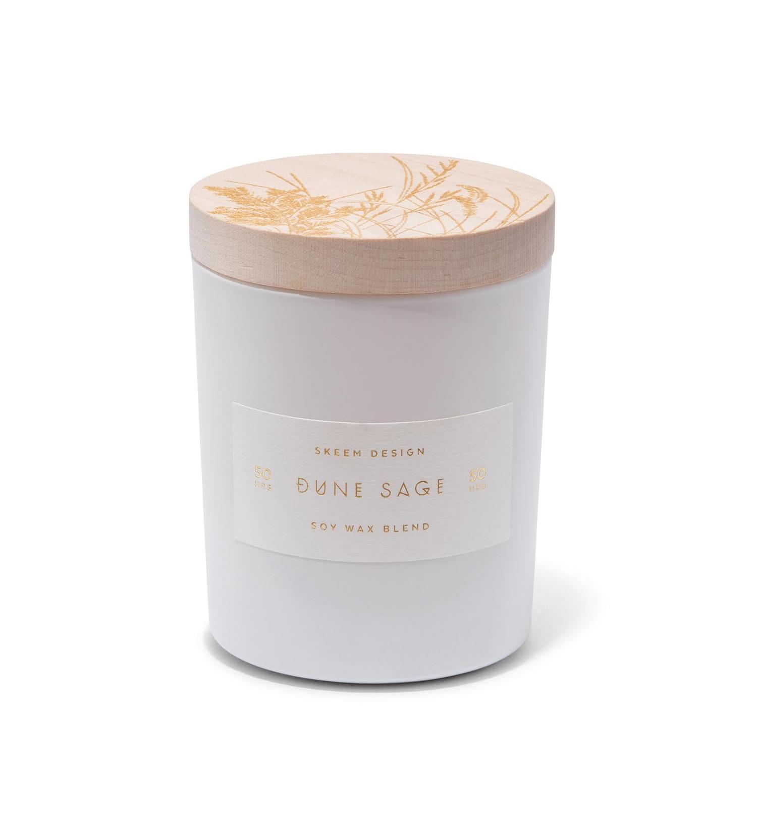 Skeem Print Block Dune Sage Scented Candle - All Natural Soy Wax Aromatherapy with Moss Sage & Beach Pine - International Shipping Available - Buy Online on GoSupps.com