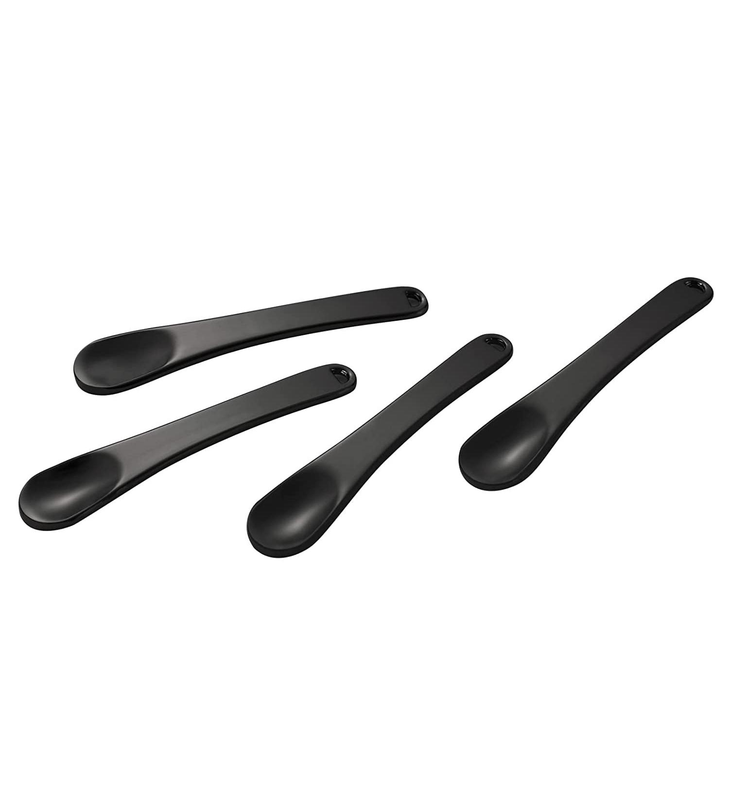 Toureal 4-Piece Black Metal Spatula Set | Mini Spoons & Scoops for Cream Make-up Masks & Lipstick - International Shipping Available - Buy Online on GoSupps.com