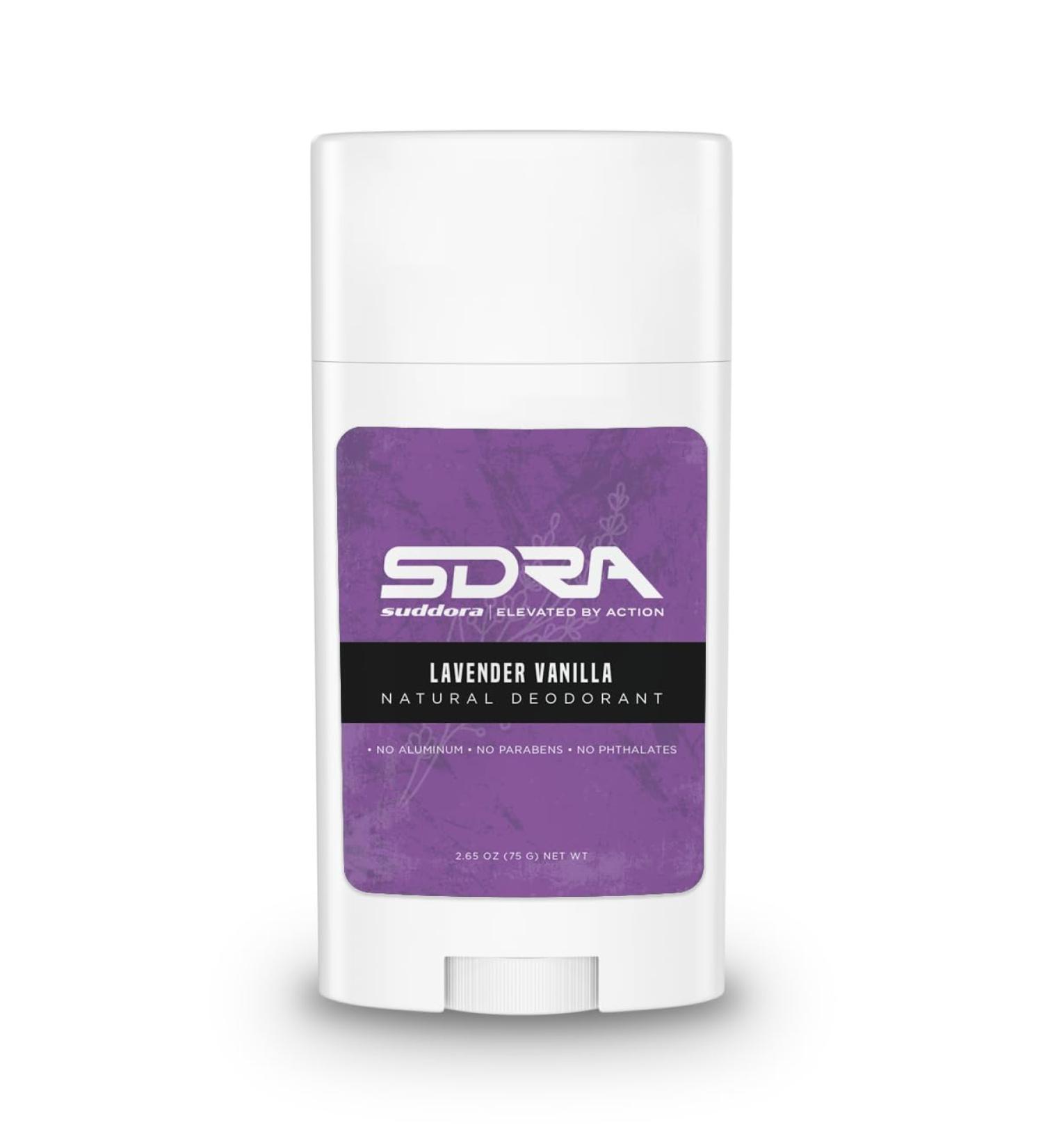Suddora Natural Deodorant - Aluminum Free Organic Coconut & Jojoba Oils Lavender Vanilla Odor Control Stick for Men & Women - Travel Essential - Buy Online on GoSupps.com