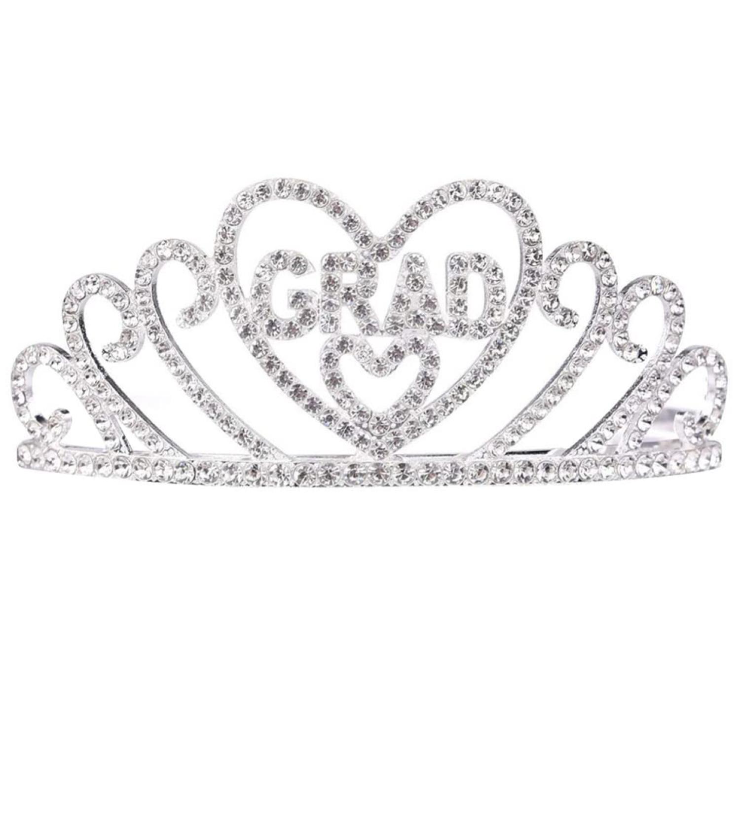 NOLITOY Glittered Metal Graduation Princess Crown Tiara | 2022 Graduation Party Supplies - Silver - Buy Online on GoSupps.com
