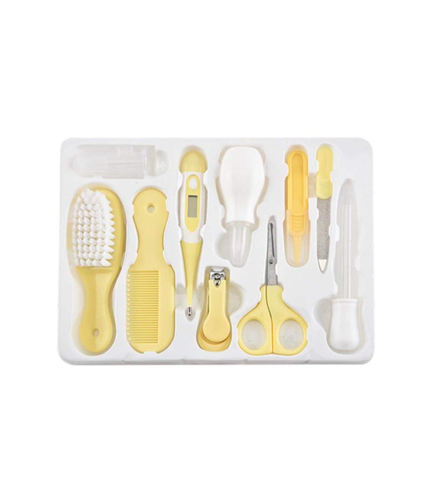 SUPVOX Baby Healthcare and Grooming Kit Clipper File Scissor Tweezer Thermometer Brush Comb Cleaning Sets Yellow - Buy Online on GoSupps.com