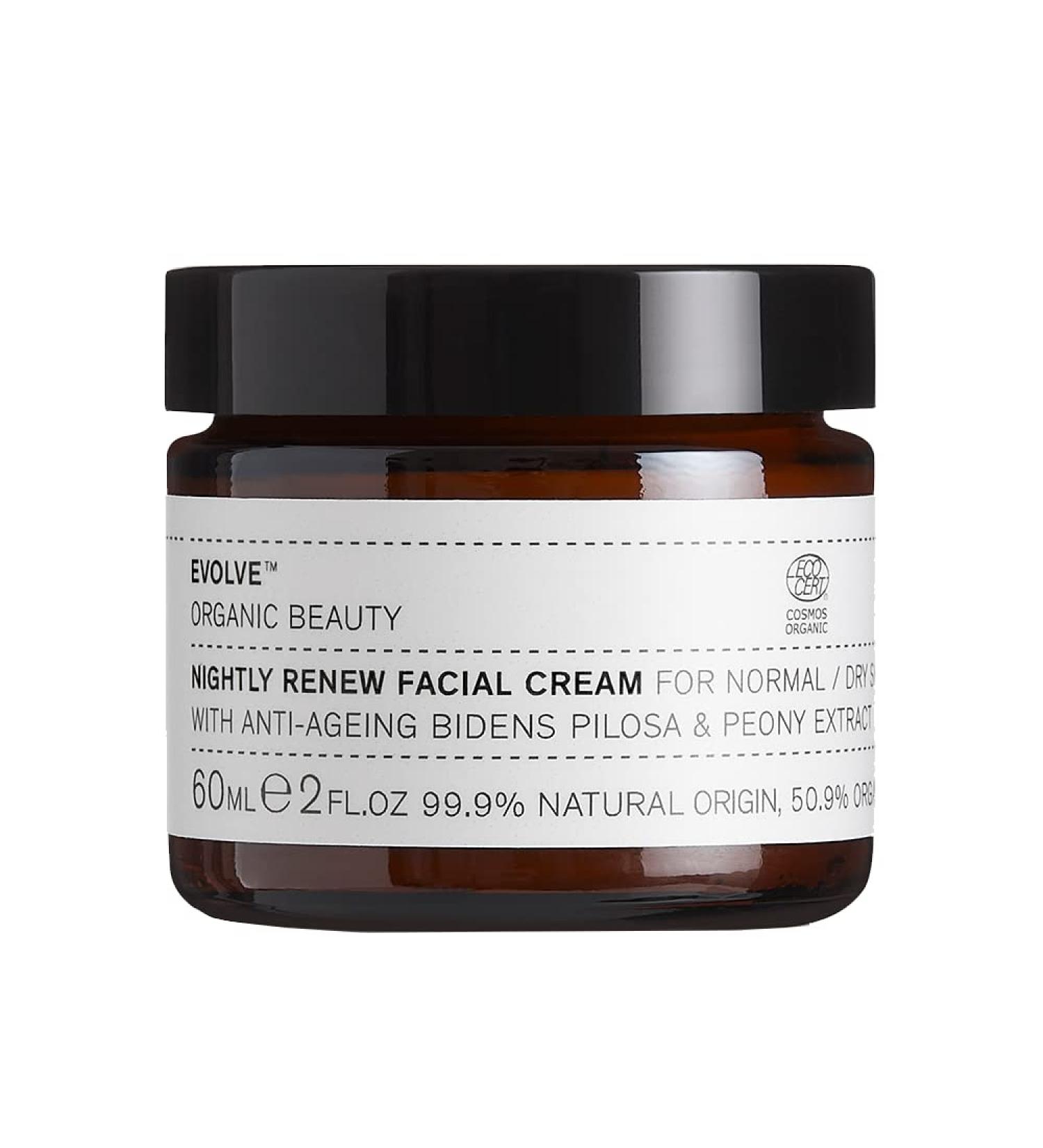 Evolve Organic Beauty Nightly Renew Facial Cream - Vegan Clean Beauty | Natural Skincare (2 oz | 60 ml - Buy Online on GoSupps.com