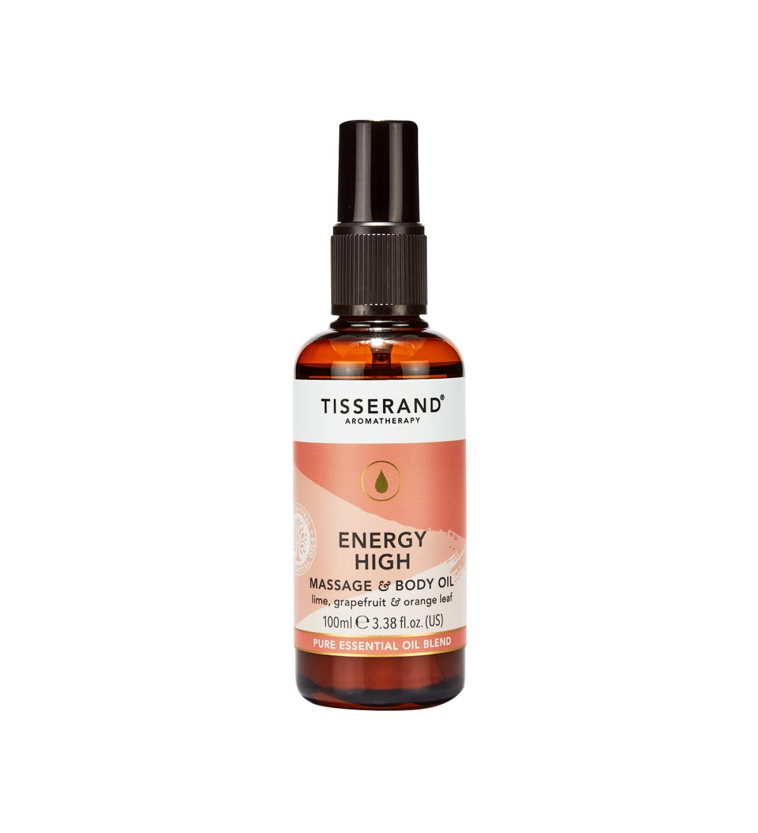 Shop Tisserand Energy High Massage & Body Oil 100ml - Revitalize & Energize | International Shipping Available - Buy Online on GoSupps.com