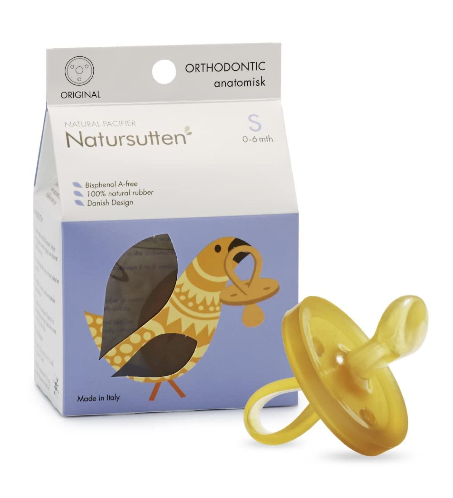 Natursutten Orthodontic Pacifier 0-6 Months - 100% Natural Rubber, Eco-Friendly & BPA-Free - Made in Italy - 1 Piece - Buy Online on GoSupps.com
