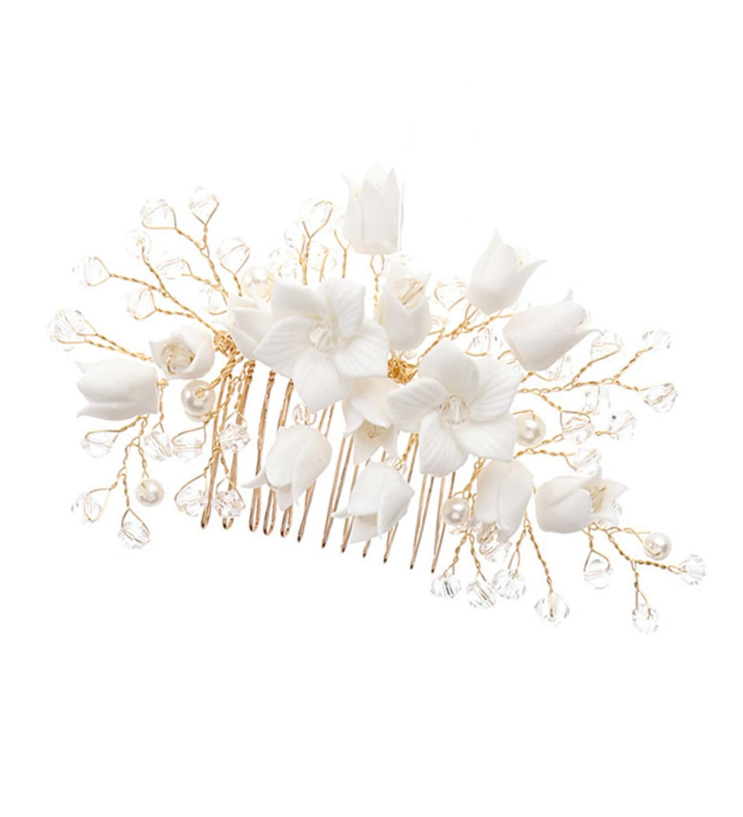 Ipetboom Wedding Hair Comb Bridal Hair Comb White Zinc Alloy Wedding Bride Wedding Hair Piece - Buy Online on GoSupps.com