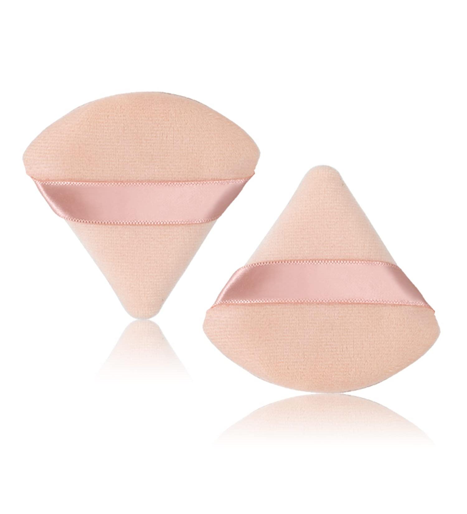 Soft Velour Triangle Powder Puffs - 2 Pack | Reusable Makeup Sponge for Face & Body - Flesh - Buy Online on GoSupps.com