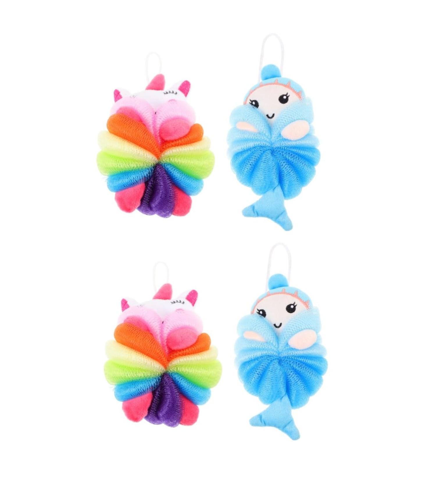Housoutil 4 Pcs Baby Loofah - Soft Exfoliating Bath Sponge Set for Shower & Bathing | Gentle Baby Body Scrubber & Facial Sponge - Buy Online on GoSupps.com