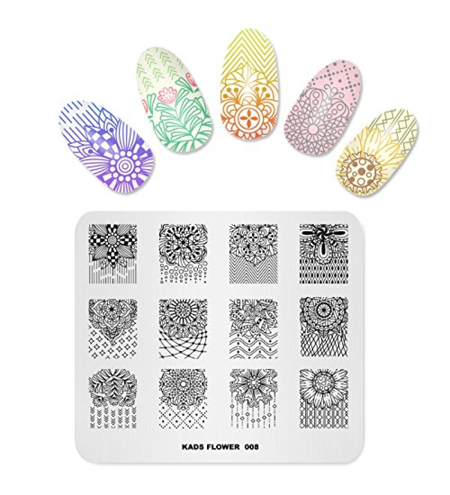 Alexnailart FL008 Nail Art Stamping Plate with Flower Design - Nail Art Tools - Buy Online on GoSupps.com