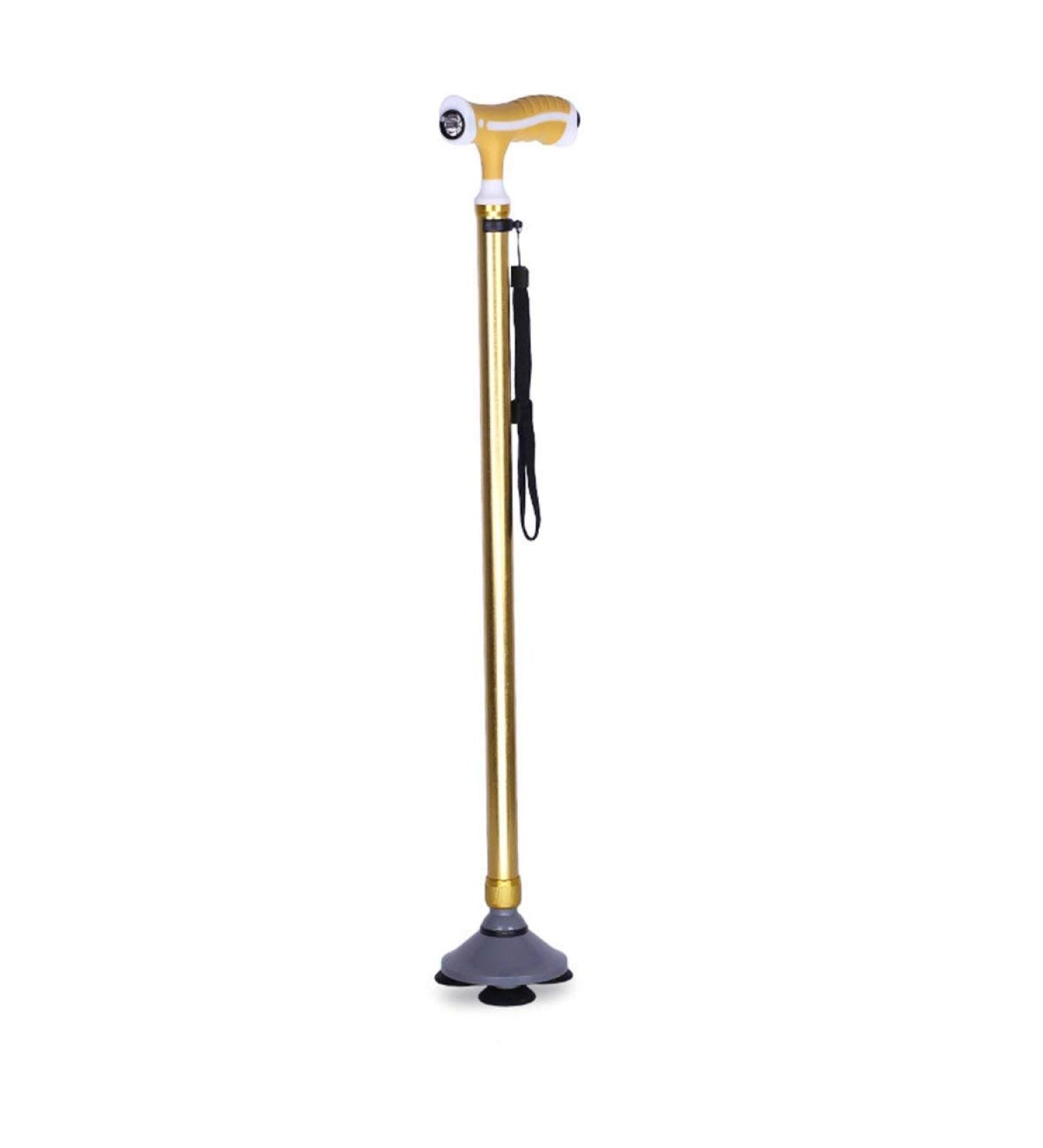 Walkers for Seniors Elderly Crutches Non-Slip 3 Foot Sucker Base Walking Sticks Telescopic Cane with LED Flashlights for Different Terrains Trips rollator Walker Durable Mobility Aid Interesting Gold - Buy Online on GoSupps.com
