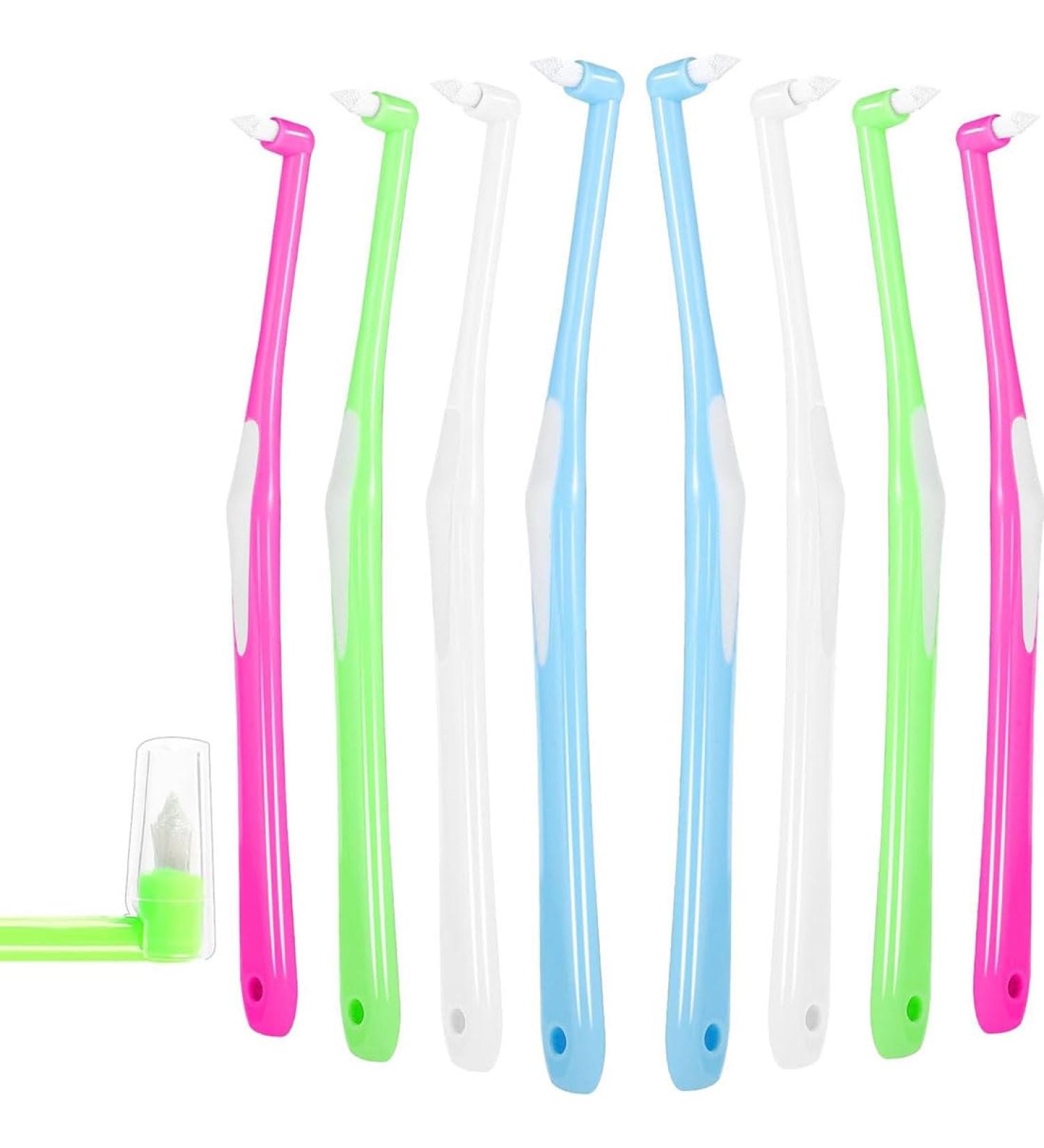 Interspace Toothbrushes - Soft Single & Narrow Interdental Brushes for Orthodontic Care (8 Pieces) in Blue Green Pink White - Detailed Cleaning for Braces - Buy Online on GoSupps.com