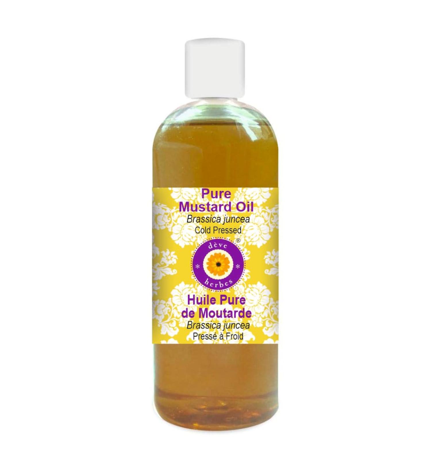 Deve Herbes Pure Mustard Oil (Brassica juncea) Cold Pressed 200ml (6.76 oz) - Buy Online on GoSupps.com