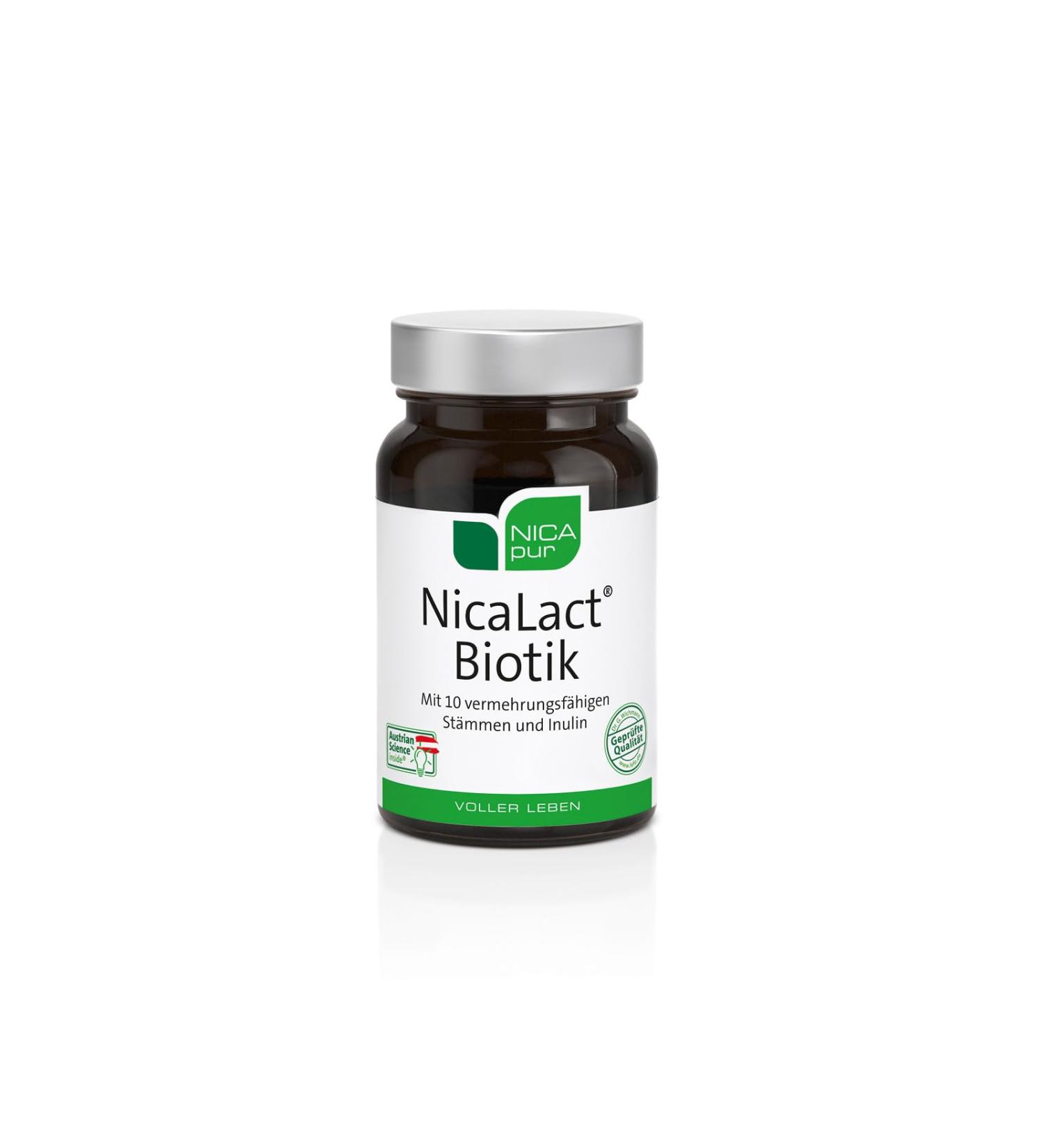 NICApur NicaLact Biotik - 10 Powerful Bacterial Strains | 20 Capsules for Digestive Health - Shop Internationally - Buy Online on GoSupps.com
