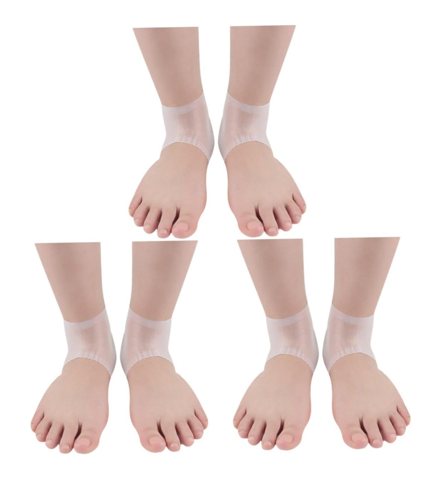 minkissy 3 Pairs Heel Soreness Relief Cushion Sleeves Shoe Inserts Silica Protective Sleeve Pedicure Heel Crack Men and Women White Soft - Buy Online on GoSupps.com