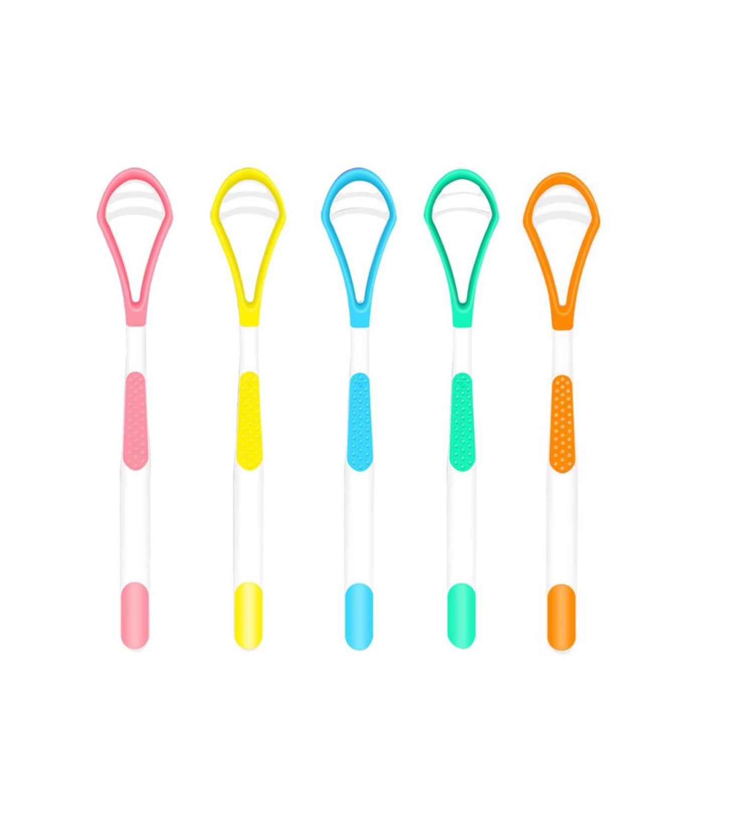 Tongue Brush Set - 5 Pack 2-in-1 Tongue Cleaner & Scraper for Fresh Breath | Silicone Tongue Brush for Adults & Kids - Buy Online on GoSupps.com