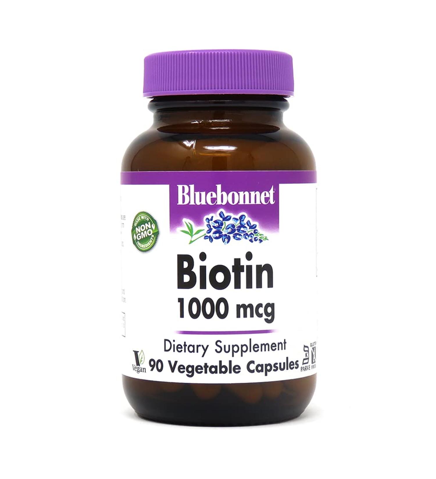 Buy Bluebonnet Nutrition Biotin 1000 mcg - 90 Vegetable Capsules for Healthy Hair, Skin & Nails - Buy Online on GoSupps.com