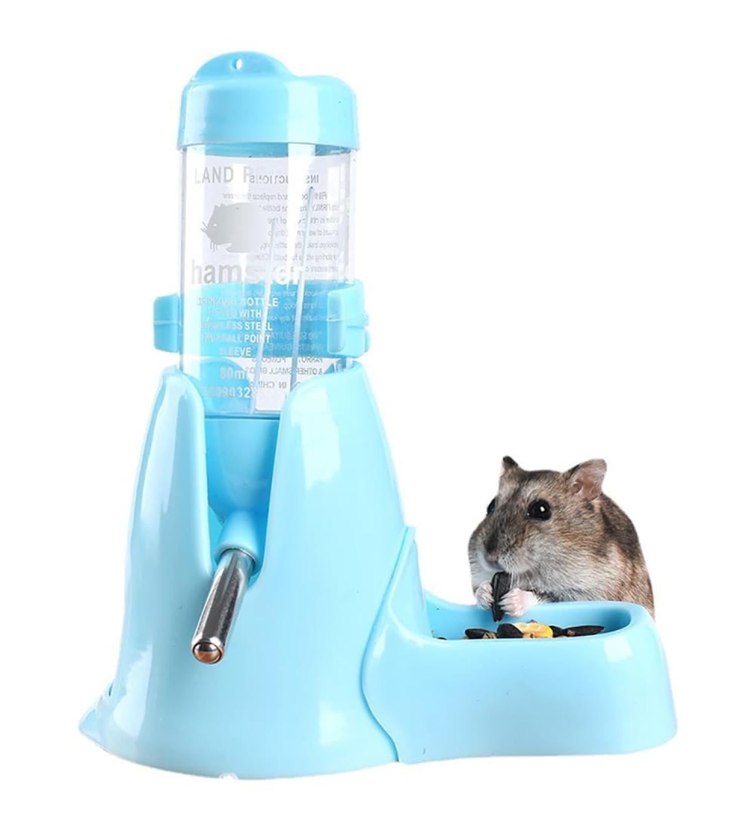 Hamster Water Bottle 80ml Hamster Water Dispenser Free Standing Small Animal Water Bottle with Stand Hut Automatic Feeder and Food Dispenser Holder for Rabbit Guinea Pig Rat Gerbil Chinchilla - Buy Online on GoSupps.com