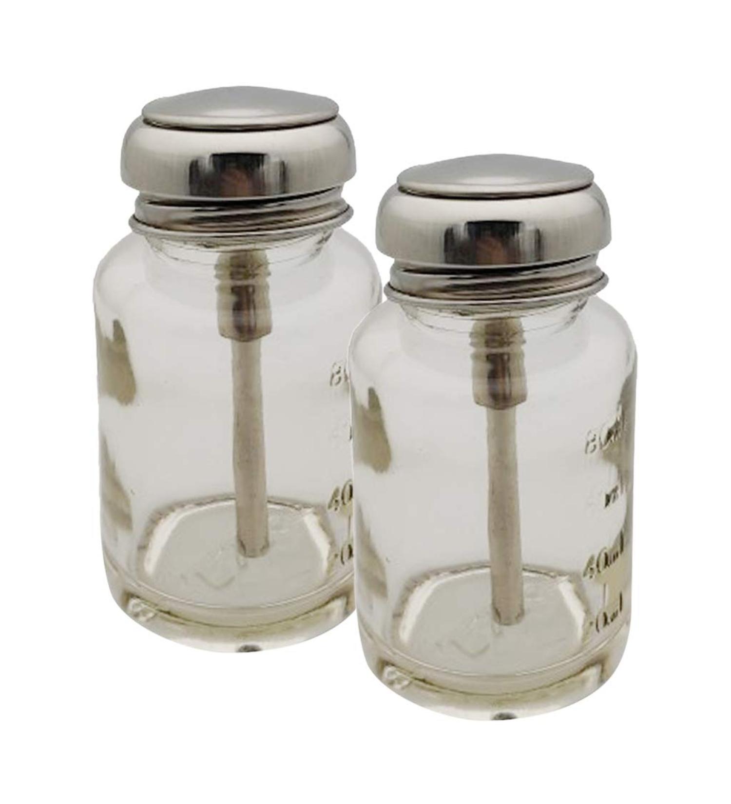 2PCS 80ML Lockable Pump Dispenser Glass Bottles for Nail Polish & Makeup Remover - Buy Online on GoSupps.com