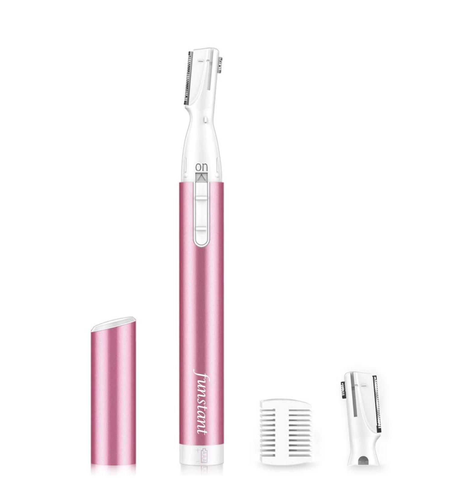 Funsty Precision Eyebrow Trimmer - Painless Facial Hair Cutter for Women | Battery Operated Electrical Razor in Kinnhals Peachy Pink - Buy Online on GoSupps.com