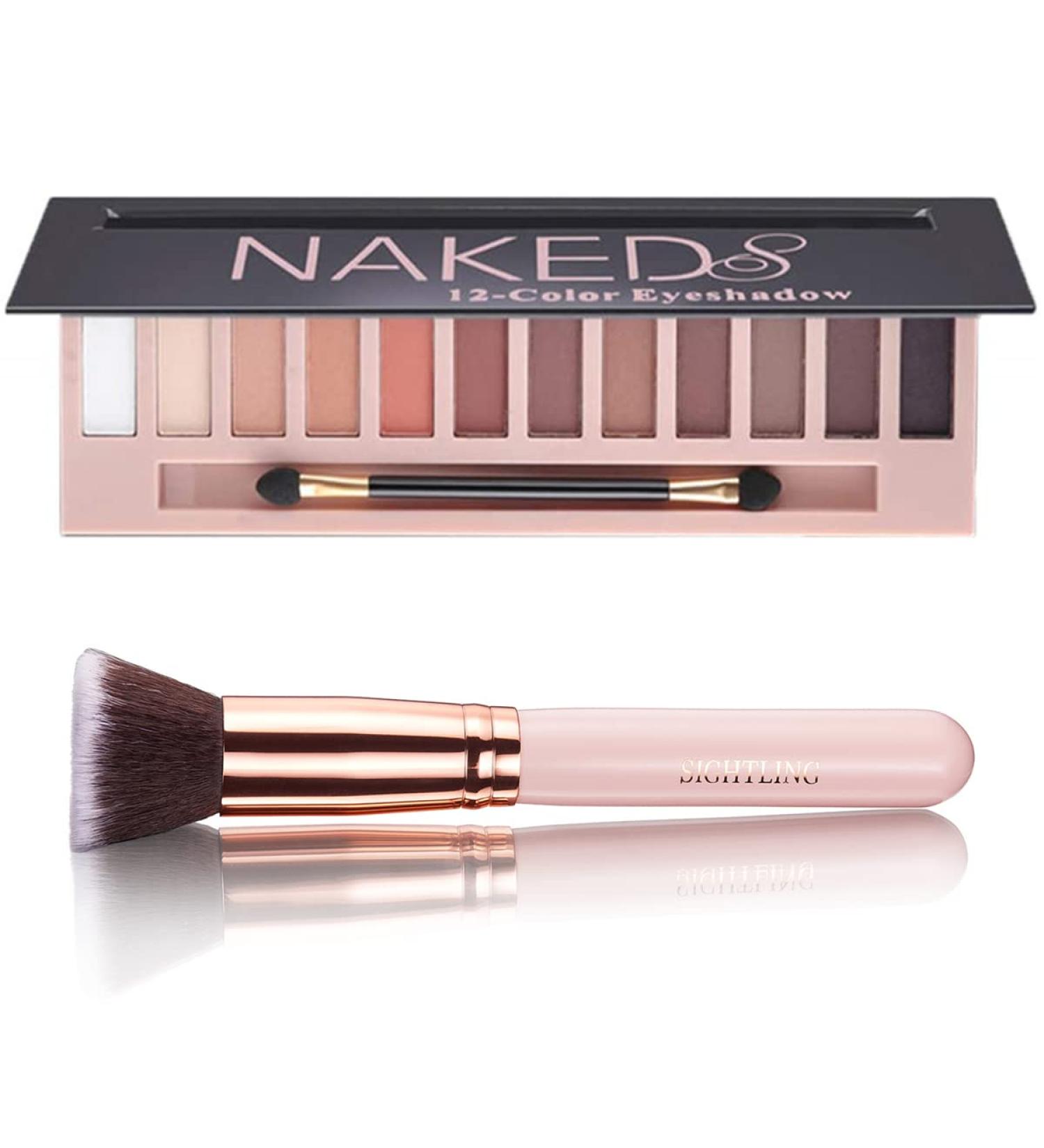 SIGHTLING Kabuki Foundation Brush & 12-Color Eyeshadow Palette | Long-Lasting, Blendable Makeup Set for Waterproof Smokey Eyes - Buy Online on GoSupps.com