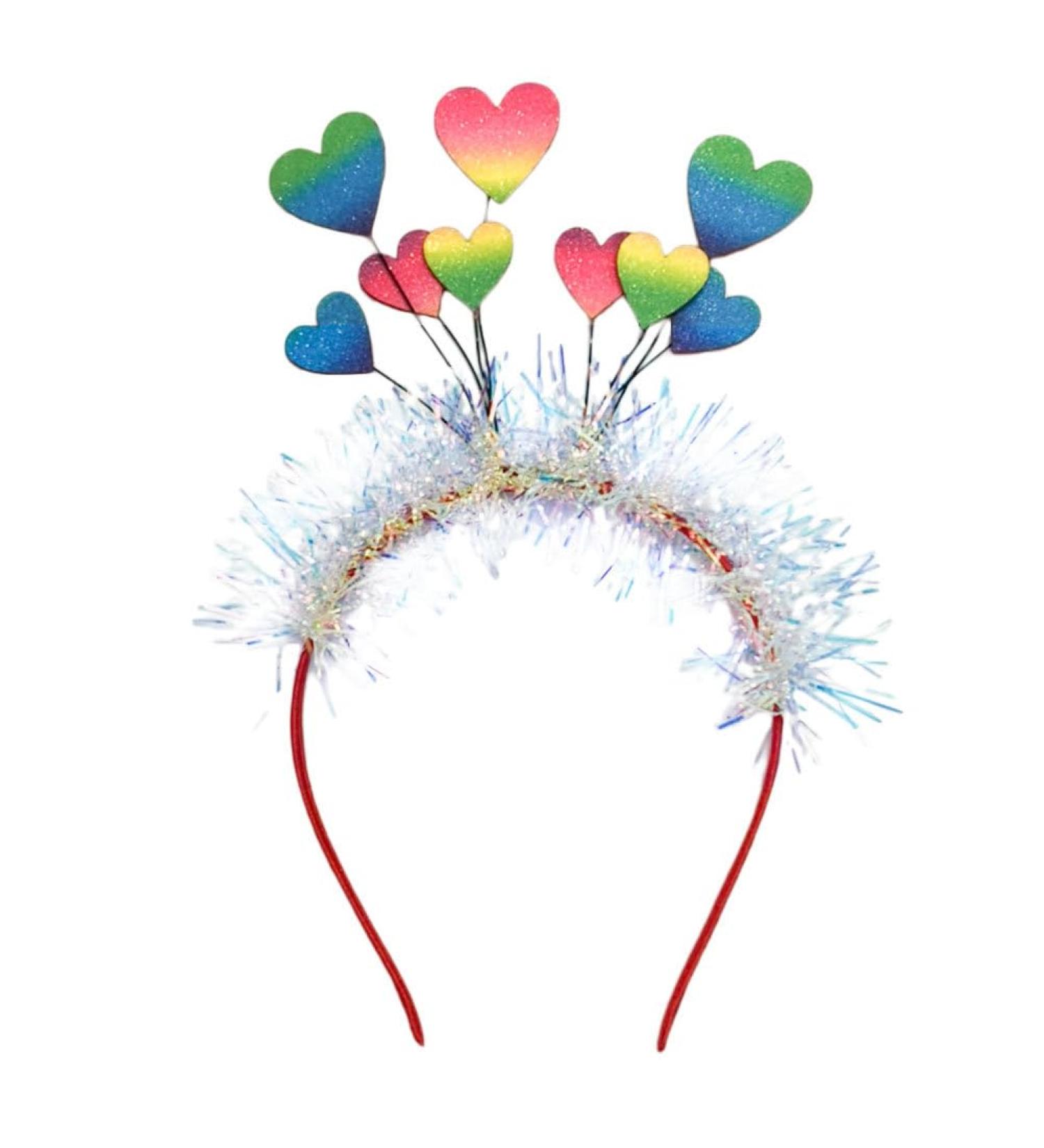 FOMIYES Glitter Heart Headband Colorful Love Heart Hair Hoop Heart Head Bopper with Tassel Valentines Day Hairband Lovely Headpiece for Girl Women Party Hair Decor - Buy Online on GoSupps.com