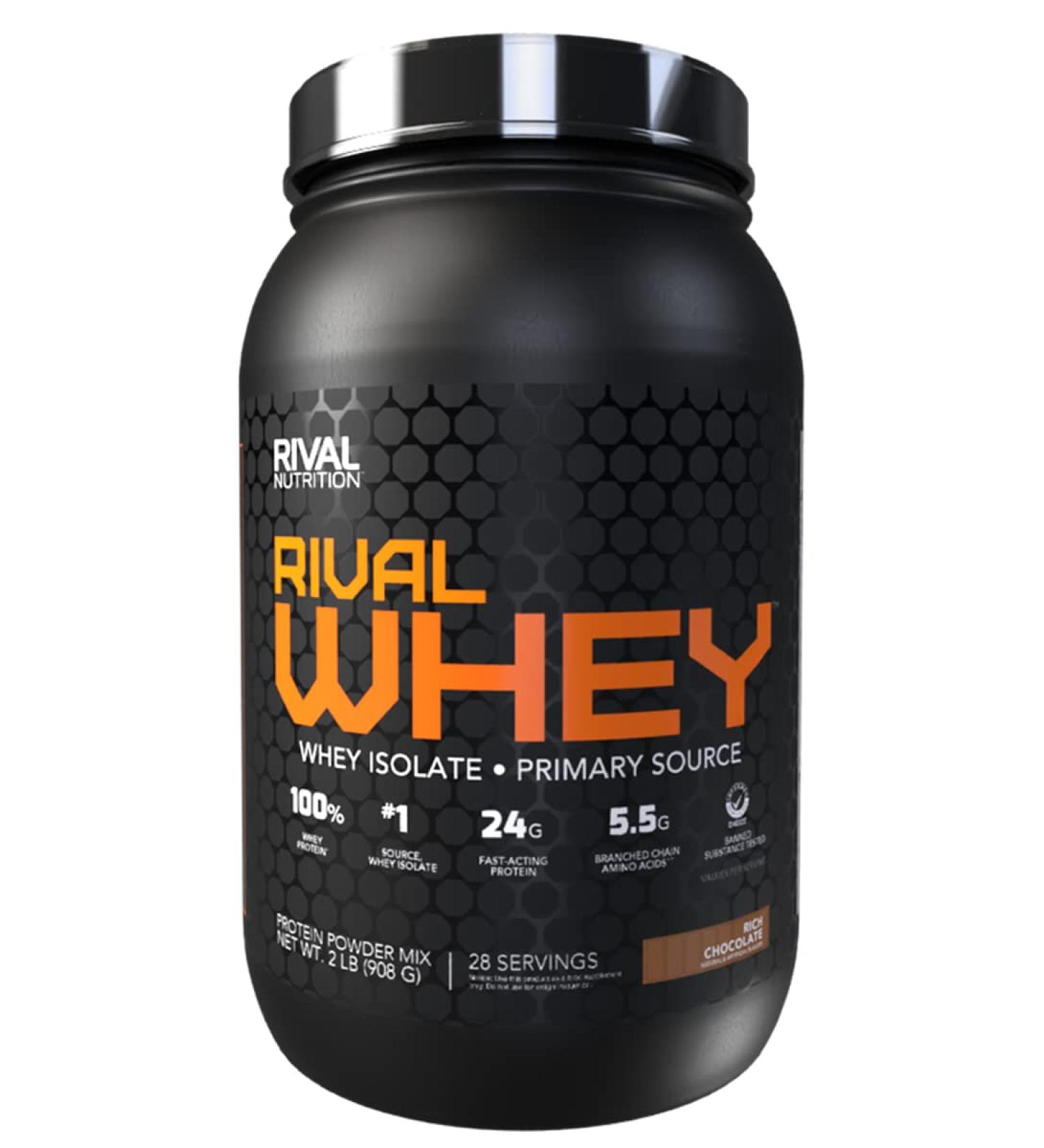 Rivalus Rivalwhey Rich Chocolate 100% Whey/Isolate Primary Source 2 Lbs 953 gram - Buy Online on GoSupps.com
