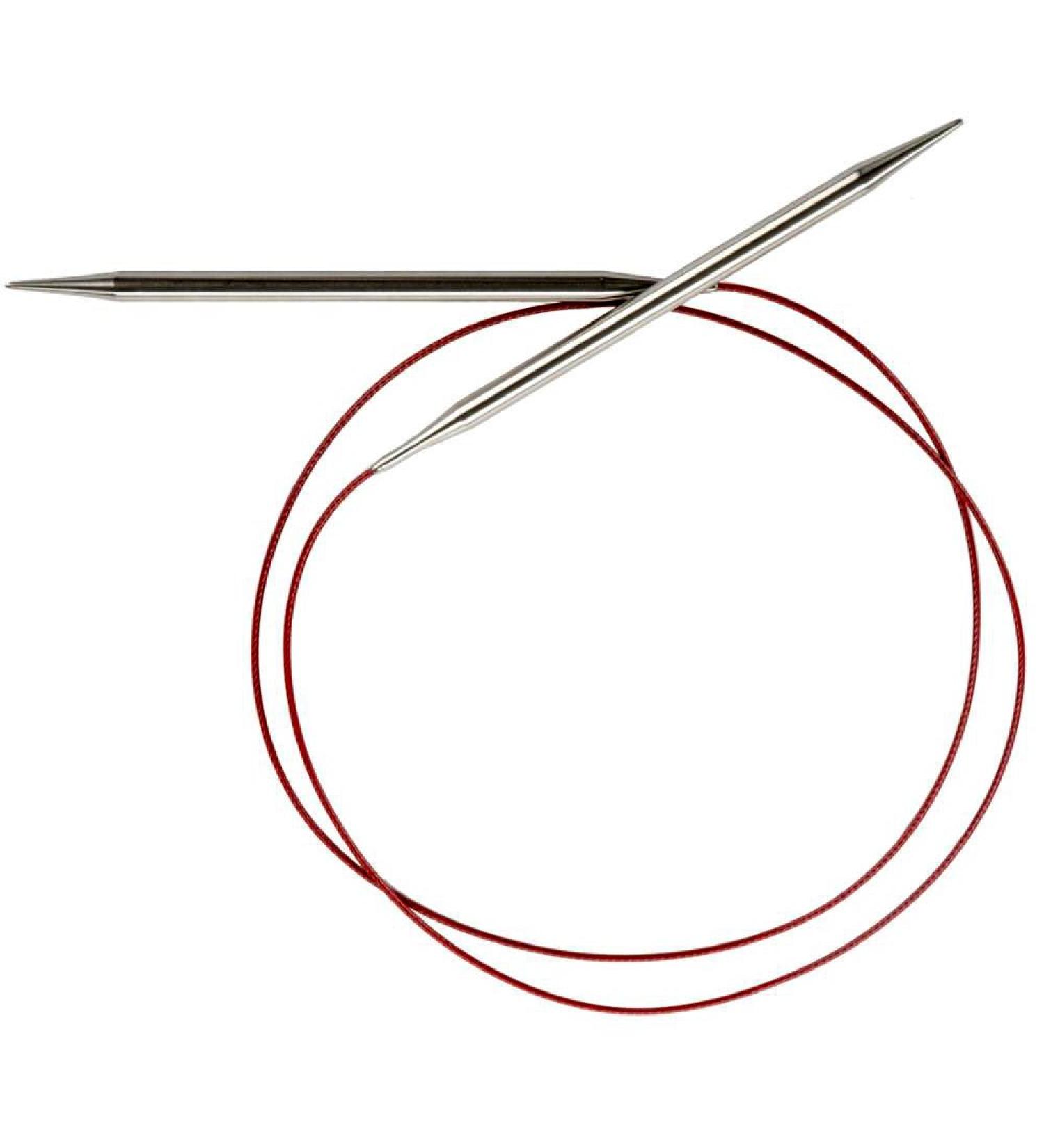 ChiaoGoo FBA_CG-7040-1 Red Lace Circular 40-inch (102cm) Stainless Steel Knitting Needle  Size US 1 (2.25mm) 7040-1  Silver US 1  2.25mm