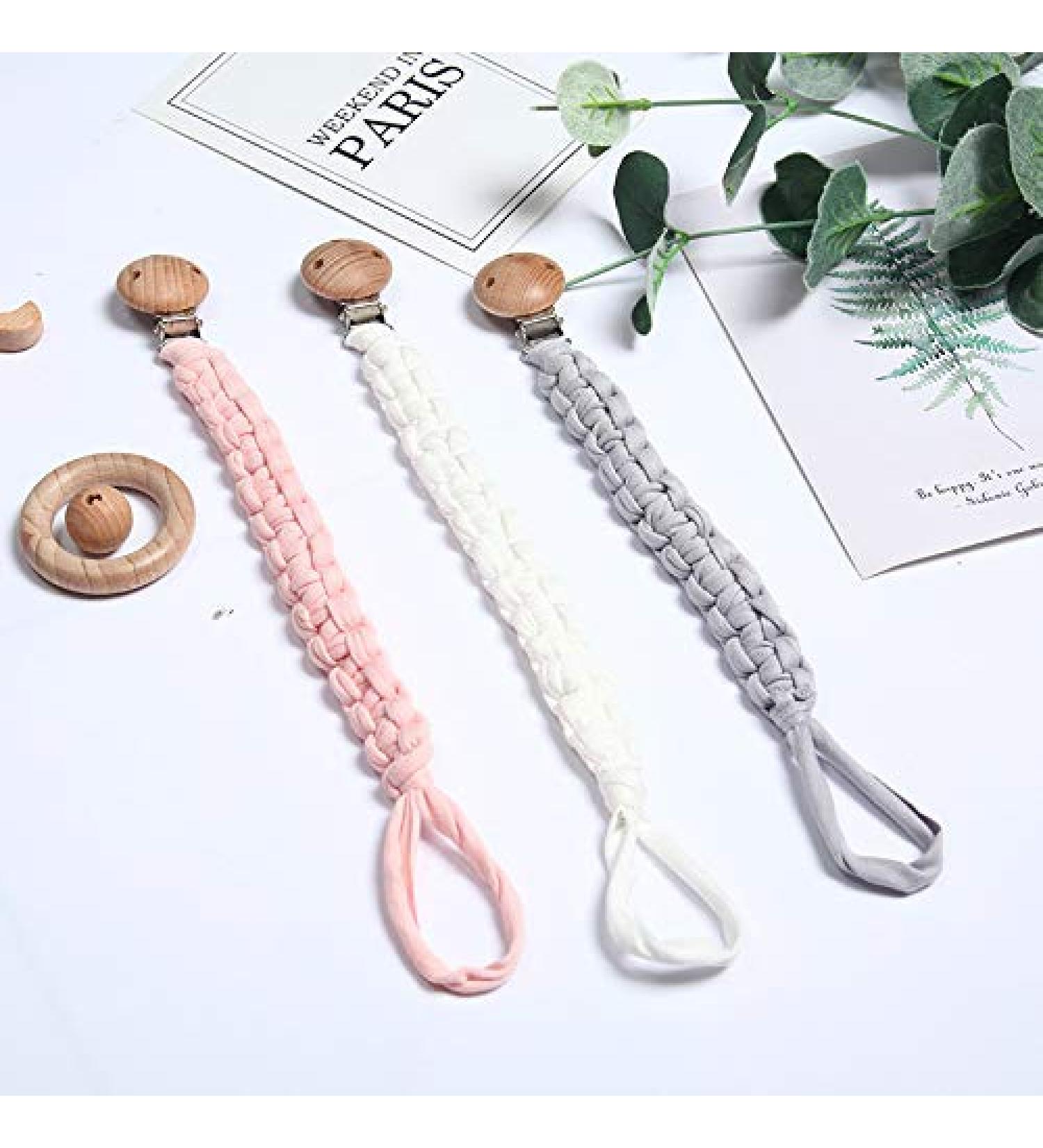 3PC Baby Pacifier Chain Set | Cotton Nipple Strap for Newborn Girls | Sucker Pacifier Bands - International Shipping Available - Buy Online on GoSupps.com