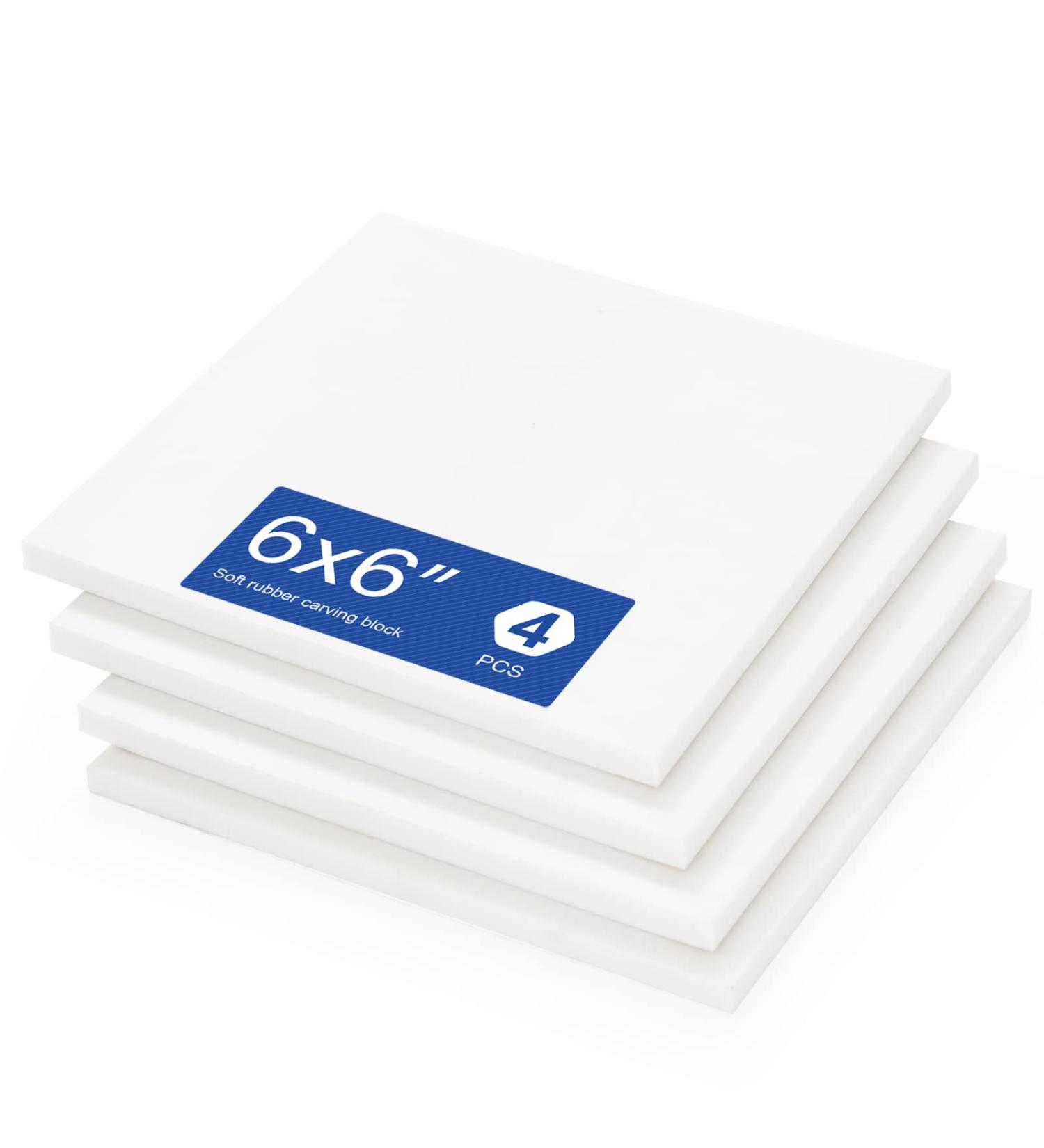 Falling in Art White Rubber Carving Block 6 x 6 - 4 Pack for Printmaking Stamps & Crafts - Buy Online on GoSupps.com