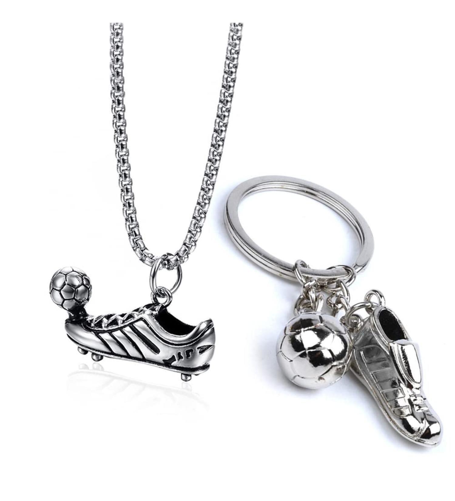 EACHAR Men's Stainless Steel Soccer Pendant Necklace & Keychain Set - 3D Football Hip Hop Jewelry for Soccer Fans | Perfect Gift for Boys, Men, Girls, Women (NL000001) - Buy Online on GoSupps.com