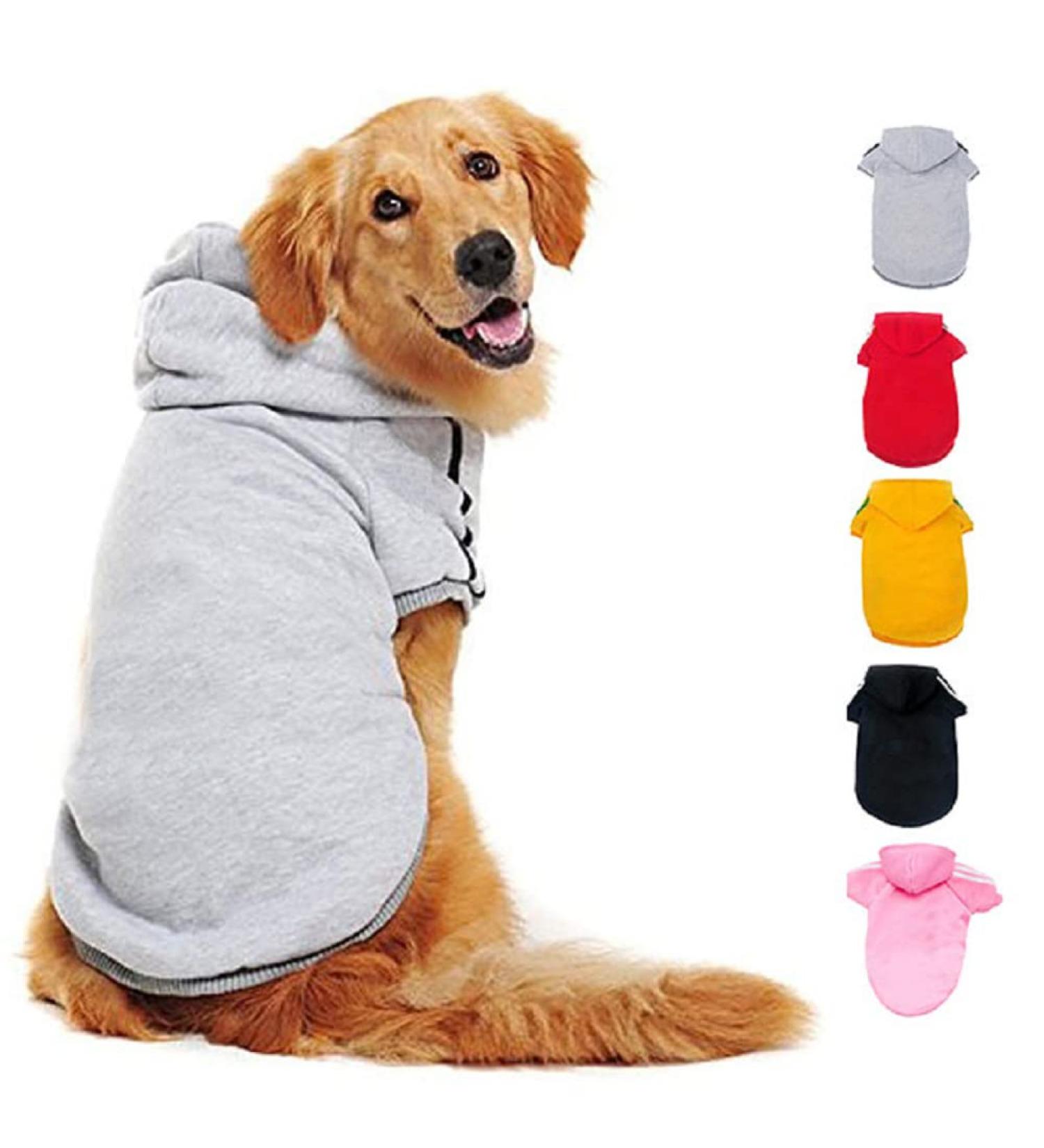 Ducomi 100% Cotton Hooded Dog Sweatshirt - Warm Monochrome Sweater for All Breeds - XS to 9XL Sizes - Gray (M) - Buy Online on GoSupps.com