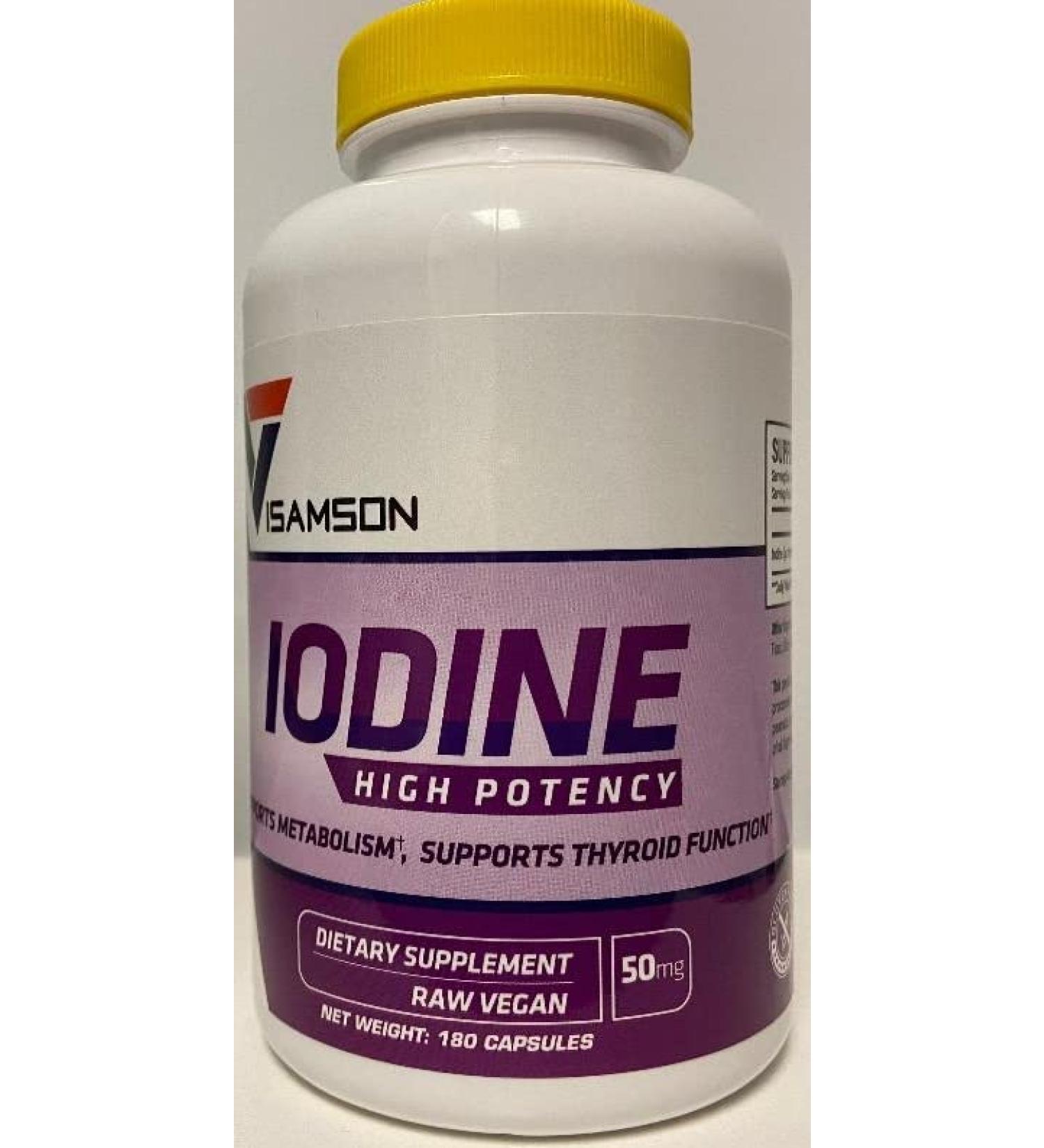 Iodine Supplement 50mg 180 Capsules - Thyroid & Prenatal Support for Metabolism & Energy - 180 Count - Buy Online on GoSupps.com
