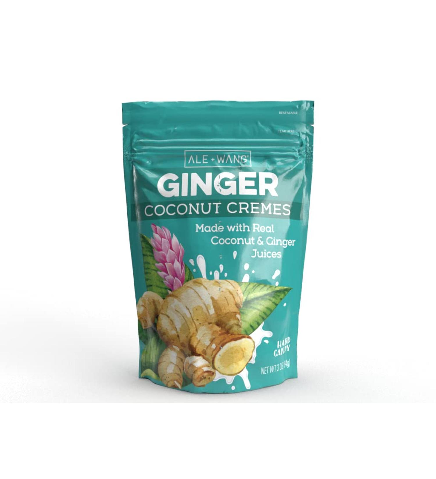 ALE + WANG Ginger Coconut Cremes Hard Candy | Made with Natural Ginger Juice and 100% Pure Coconut Milk | Great Alternative to Chocolate  Caramel  and Toffee (1-Pack) 3 Ounce (Pack of 1) - Buy Online on GoSupps.com