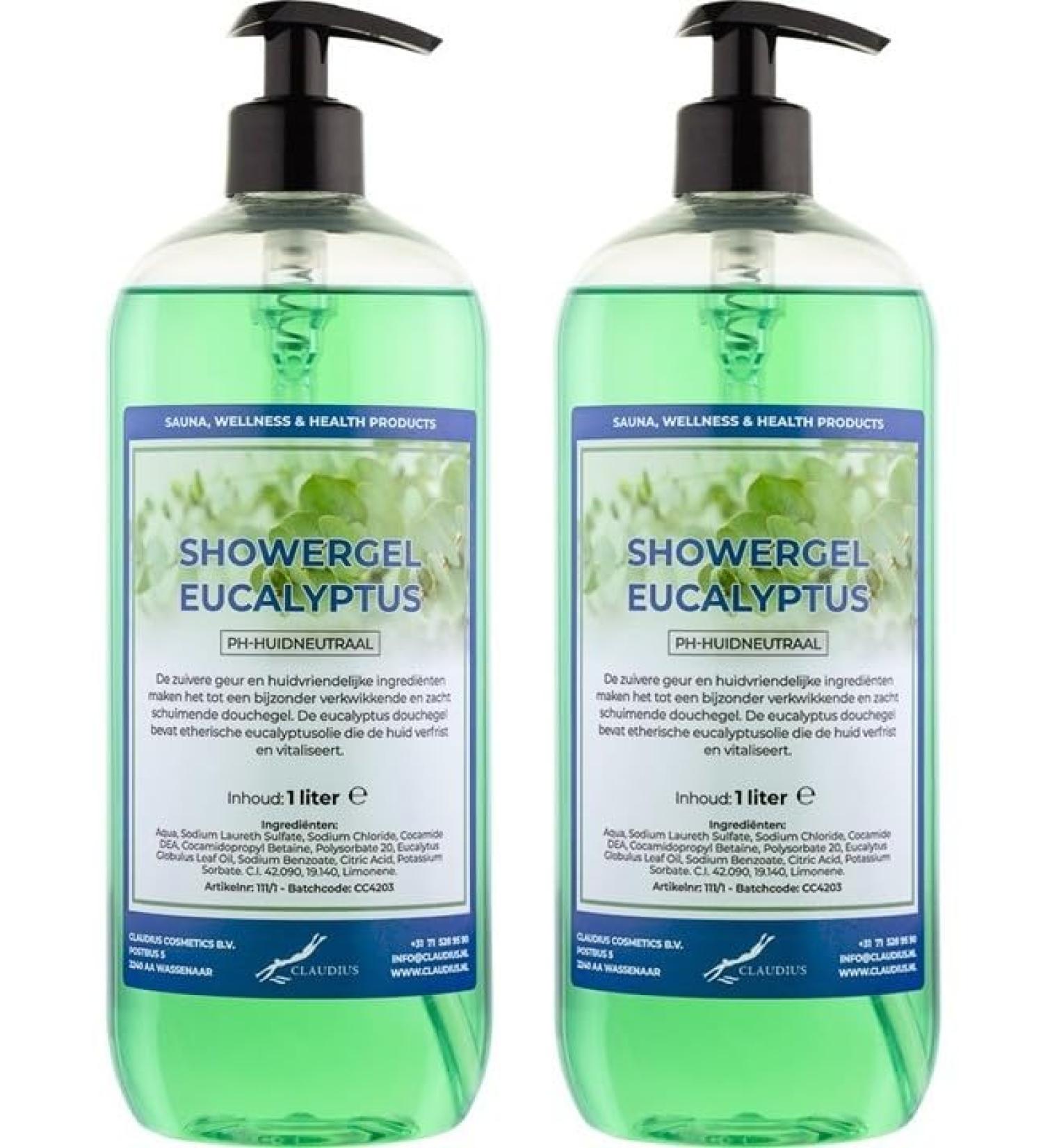 Claudius Claudius Eucalyptus Shower Gel 2 x 1 l with 2 pumps (transparent)