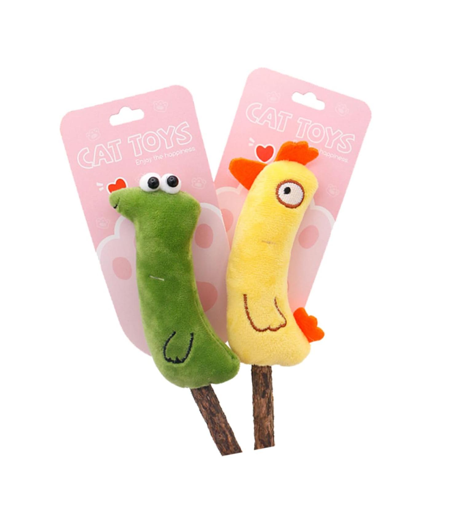 POPETPOP 2pcs Cat Teething Stick Indoor Playset Cat Dental Care Cat Grinding Teeth Rod Cat Cartoon - Buy Online on GoSupps.com
