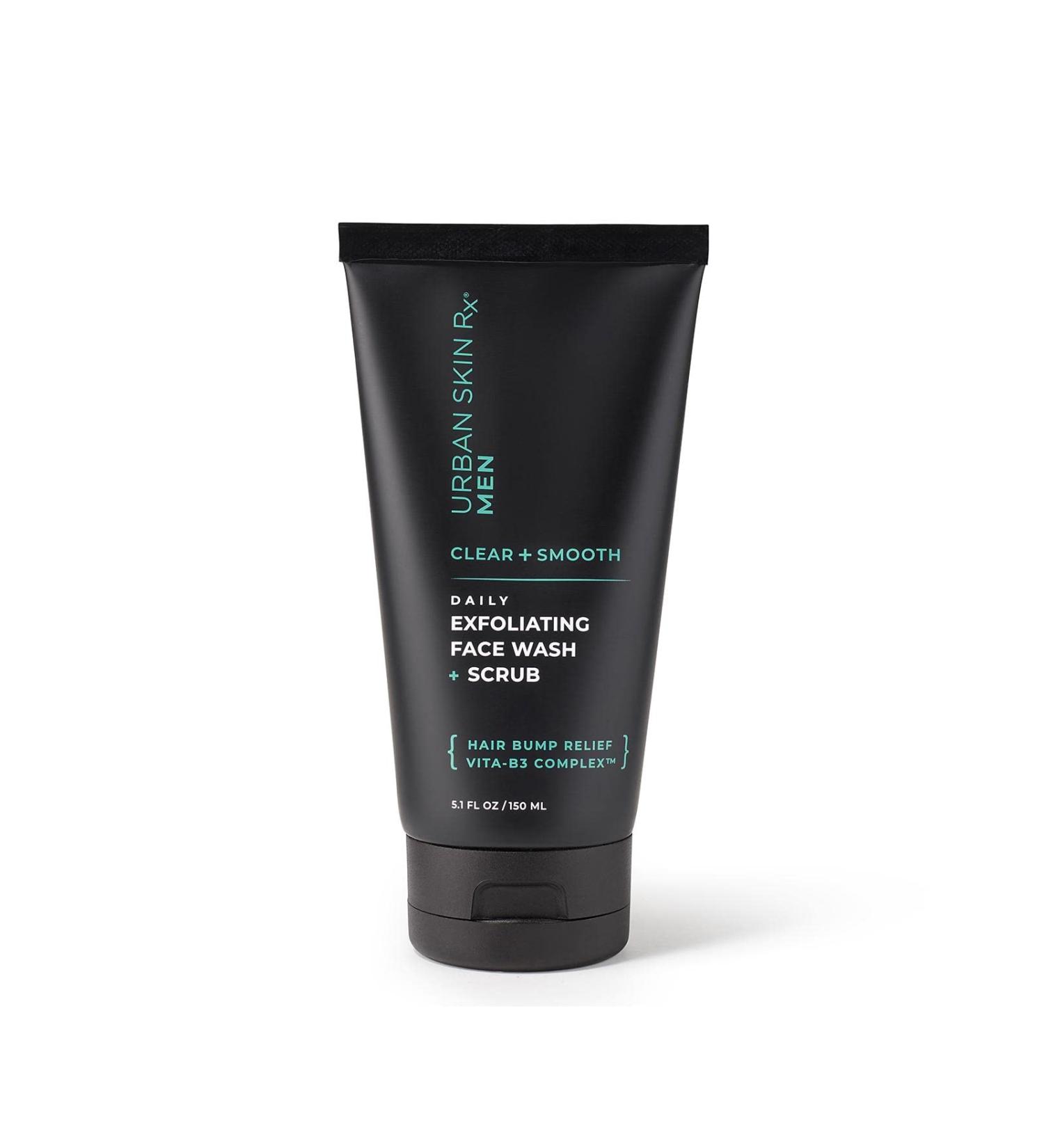 Urban Skin Rx Daily Men's Exfoliating Face Wash + Scrub | 2-in-1 Cleanser with Salicylic Acid, Jojoba Beads, and Niacinamide | Unclogs Pores and Removes Dirt and Oil | 5.1 fl oz - Buy Online on GoSupps.com