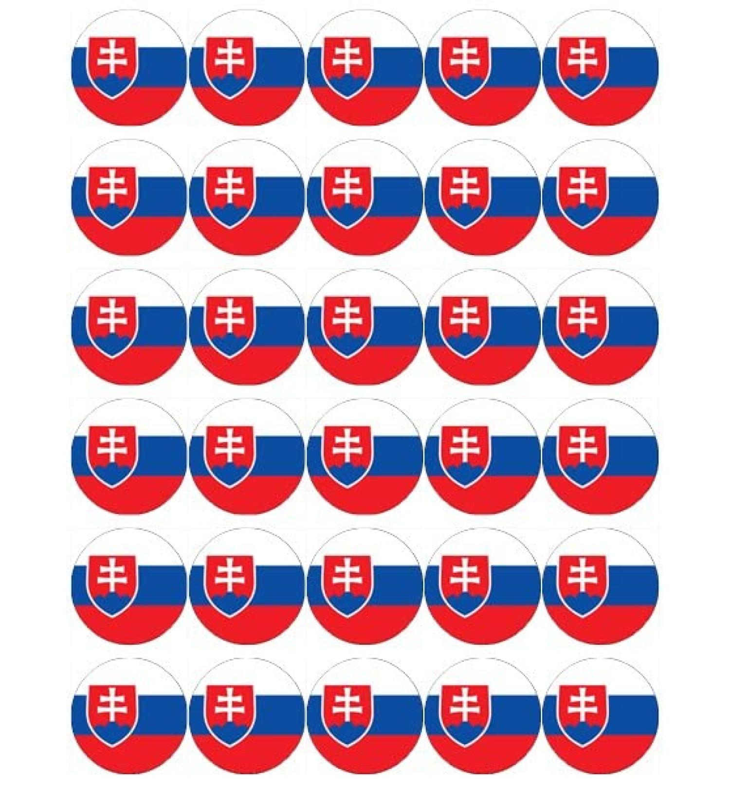 30 Slovakia Flags Cupcake Toppers Edible Wafer Paper Fairy Cake Toppers Birthday Cake Decorations