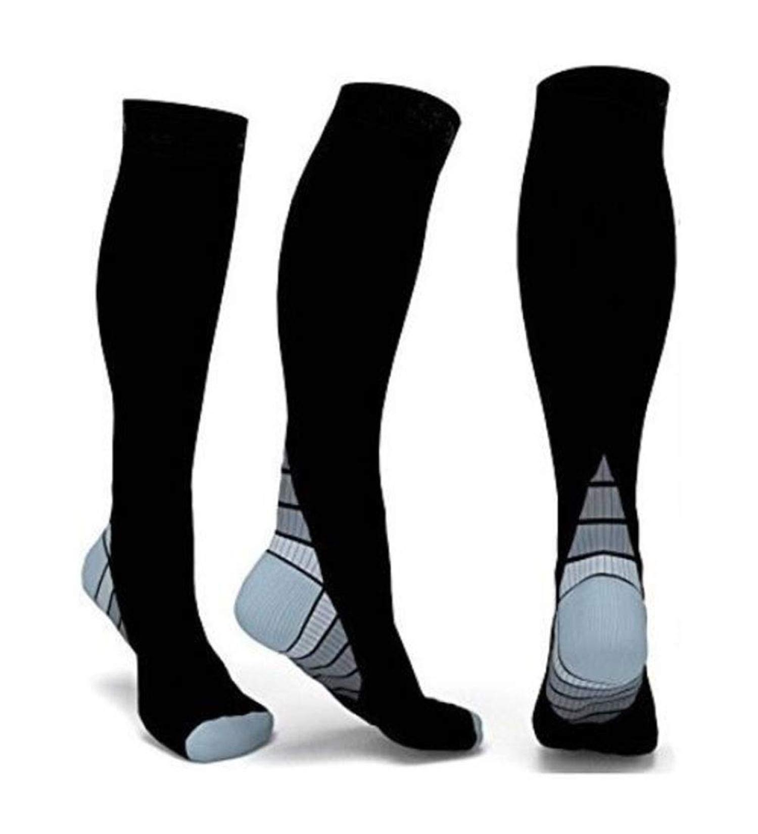 ZLYJ 3 Pairs Compression Socks for Men & Women - Knee High Sports Socks for Travel & Ankle Support in Gray - Perfect for Enhanced Comfort & Performance - Buy Online on GoSupps.com