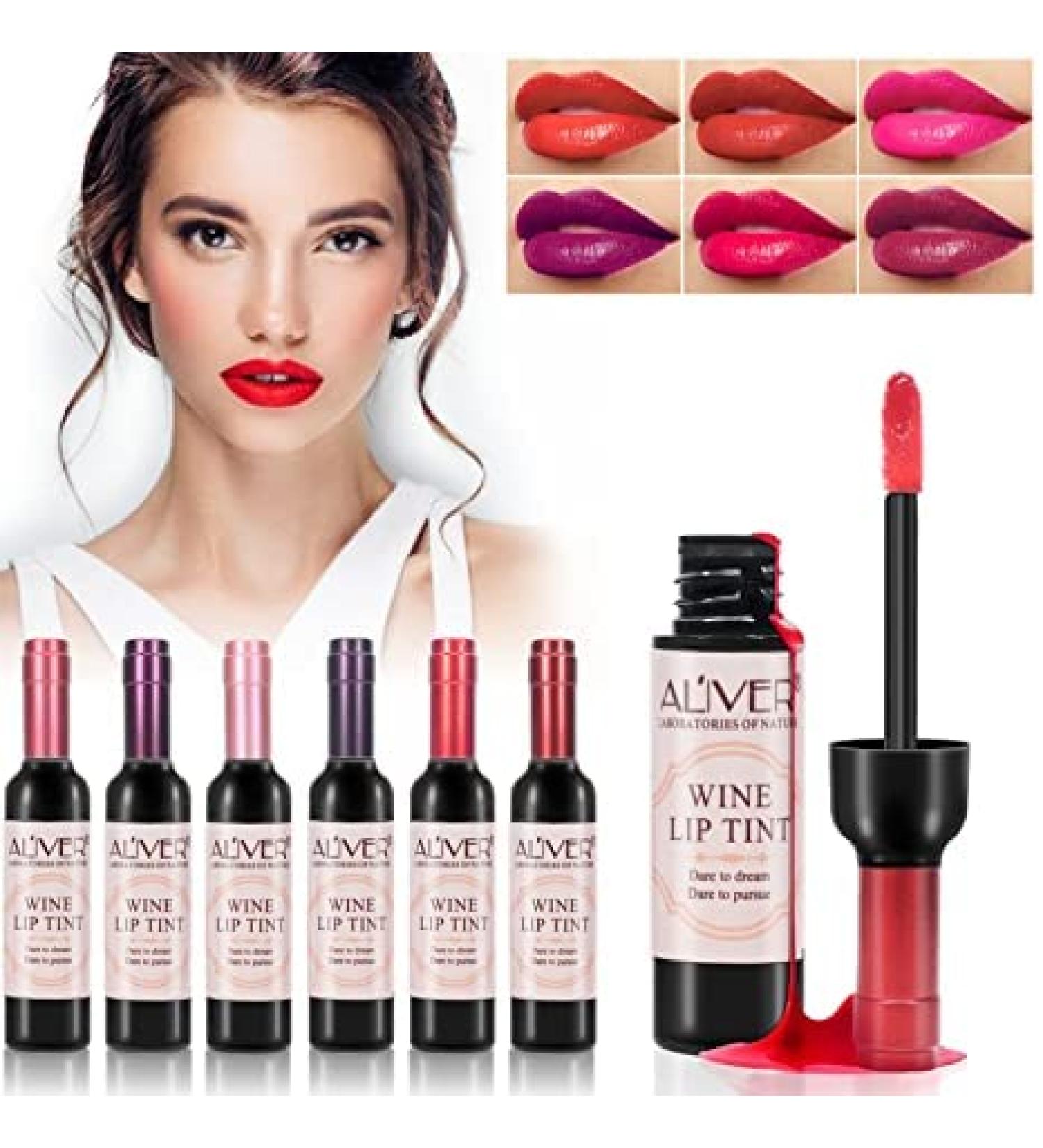 Blue Finger 6 Colors Wine Lipstick Set - Matte, Long-Lasting, Waterproof Lip Tint Gloss Stain - Silky & Non-Sticky Formula - 0.25 oz - Buy Online on GoSupps.com