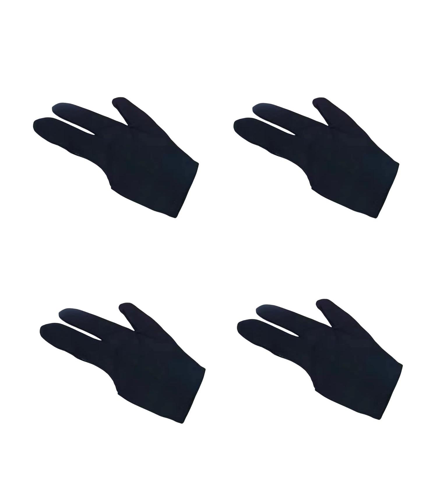 Sinsilvie 4 PCs Breathable billiard glove on the right 3 fingers Billiard Glove billiard snooker Queue gloves for women billiard shooters sport accessories blue & black 4 hp black