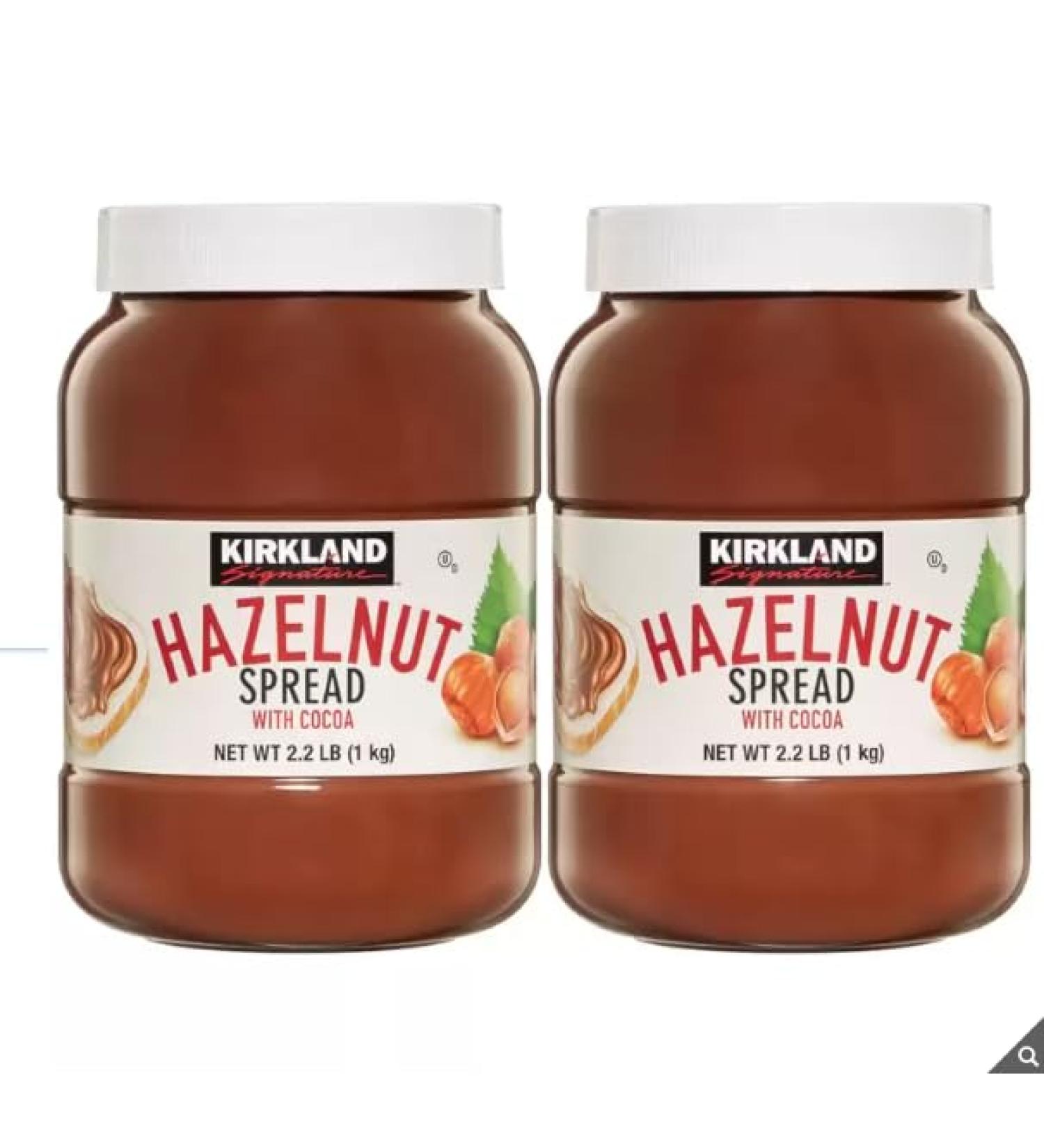 Kirkland Signature Hazelnut Spread - With Cocoa - Kosher - Palm Oil Free - Melts in your Mouth - 2 x 1kg - Buy Online on GoSupps.com