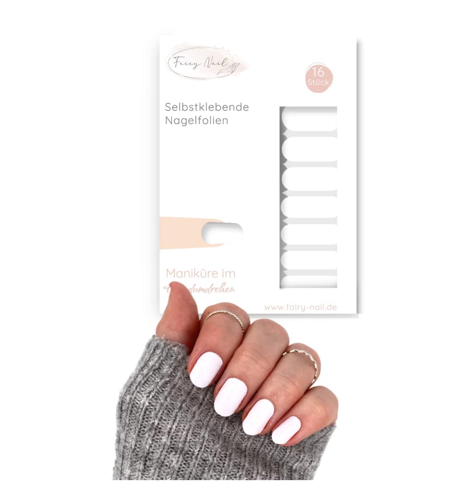 Fairy Nail Foils - Plain White Nail Polish Strips | 16 Nail Stickers for a Perfect Home Manicure - International Shipping Available - Buy Online on GoSupps.com