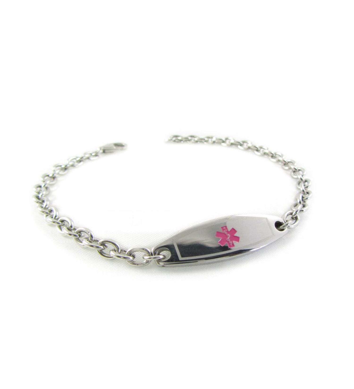 Buy Customized Pink Women s Pacemaker Medical Bracelet - Pre-Engraved Steel O-Link with Wallet Card | International Shipping Available - Buy Online on GoSupps.com