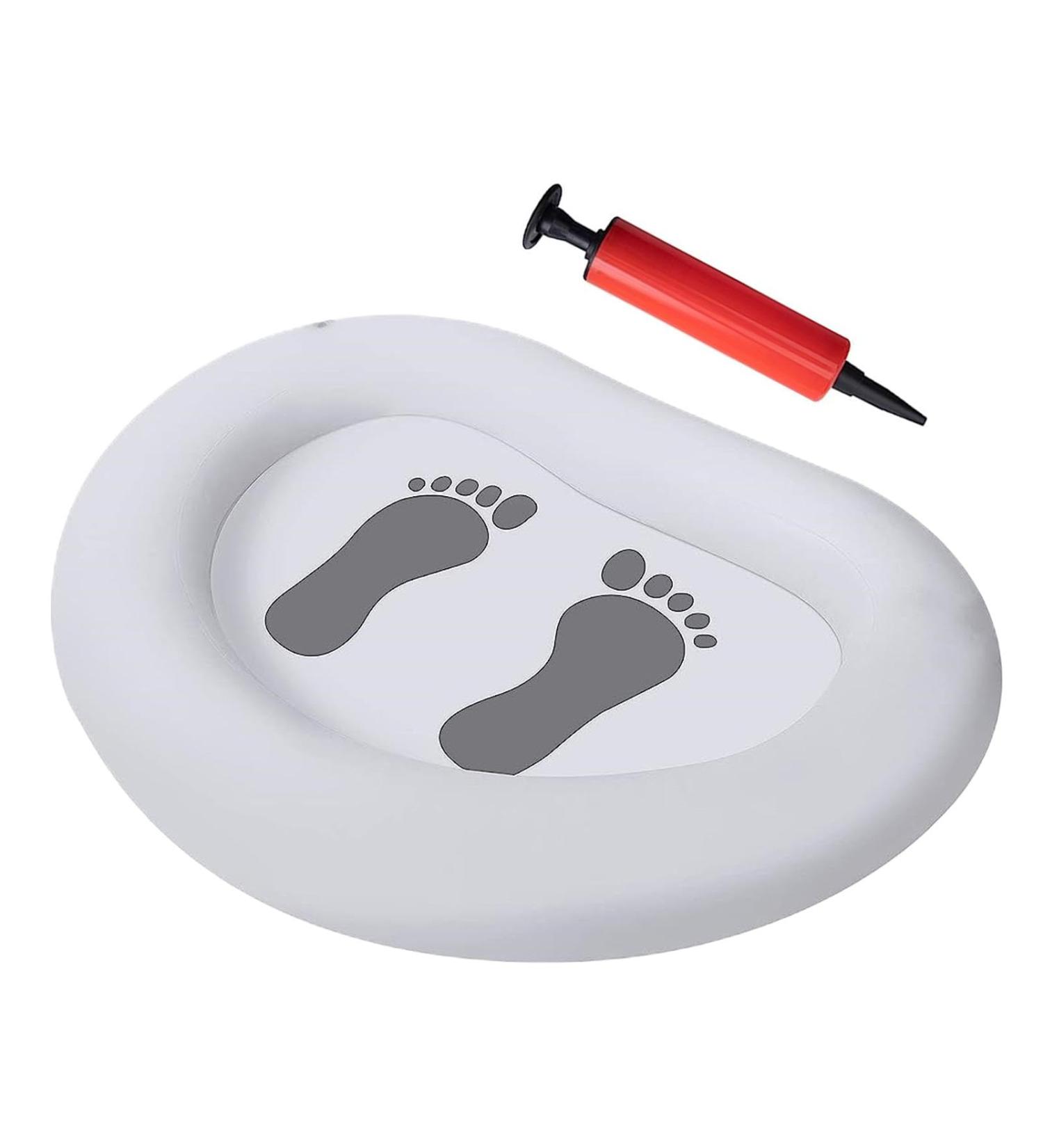 Inflatable Beach Foot Bath - Portable Pool Foot Wash Basin Tub White Inflatable Basin with Pump Foot Soaking Bath Basin for Swimming Pool Clean Feet - Buy Online on GoSupps.com