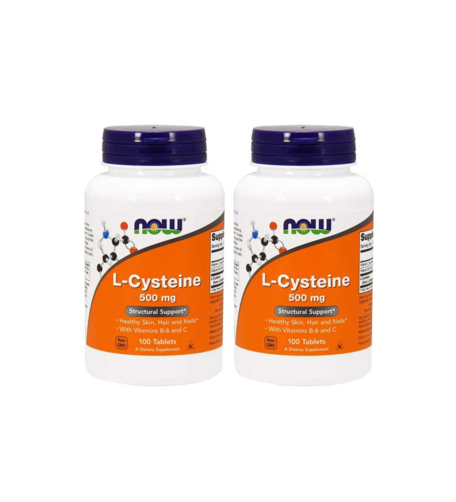 NOW Foods L-Cysteine 500mg 100 Tablets - Pack of 2 | High-Quality Supplement - Buy Online on GoSupps.com