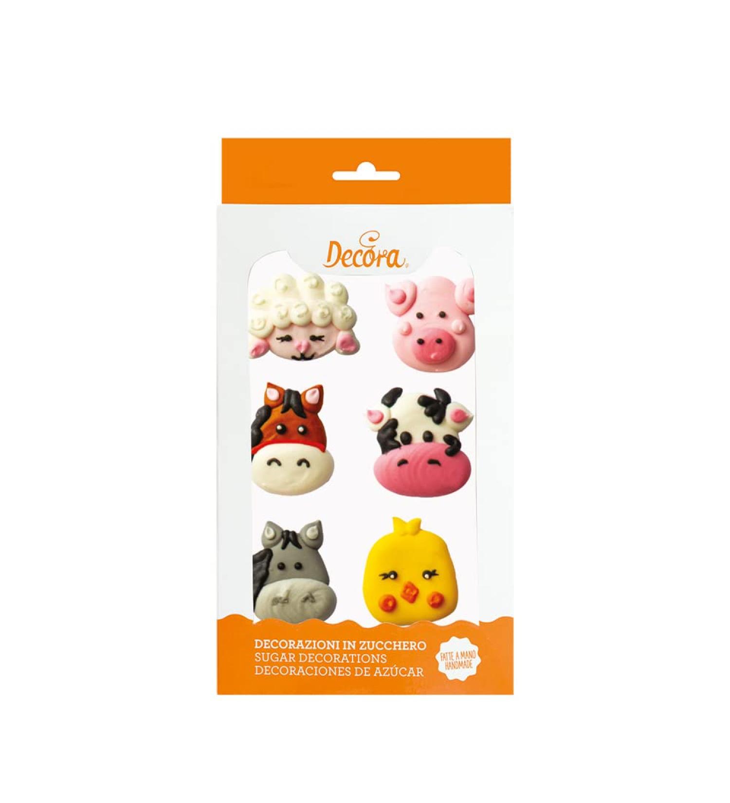 Decora 0500298 Pack of 6 Farm Animals Sugar Decor - Edible Cake Toppers for Baking & Crafts | International Shipping Available - Buy Online on GoSupps.com