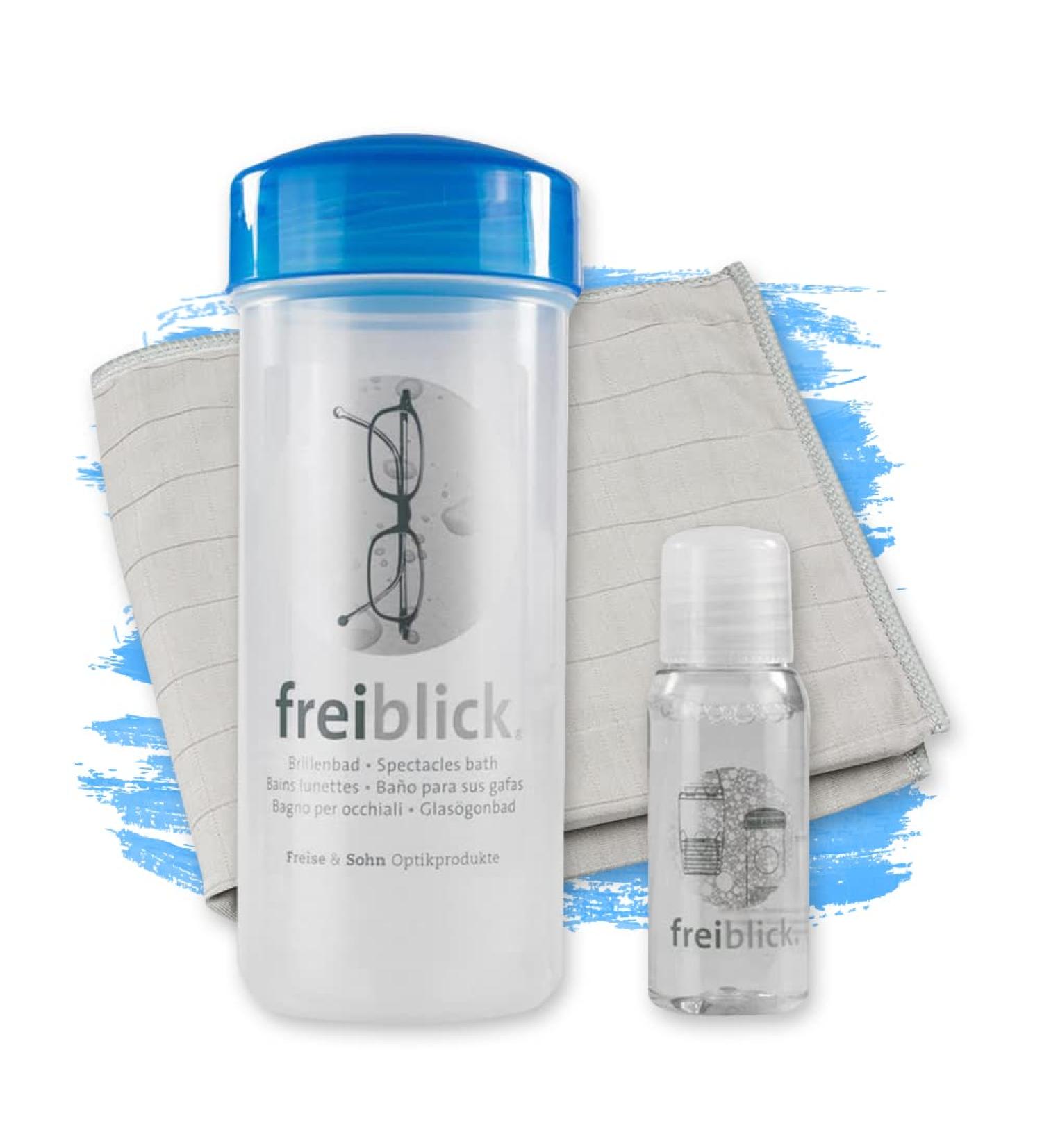 Buy Blue Free View Glasses Bath Set | Includes 50ml Cleaner & Microfiber Cloth | Optician Quality Glasses Cleaning | International Shipping Available - Buy Online on GoSupps.com